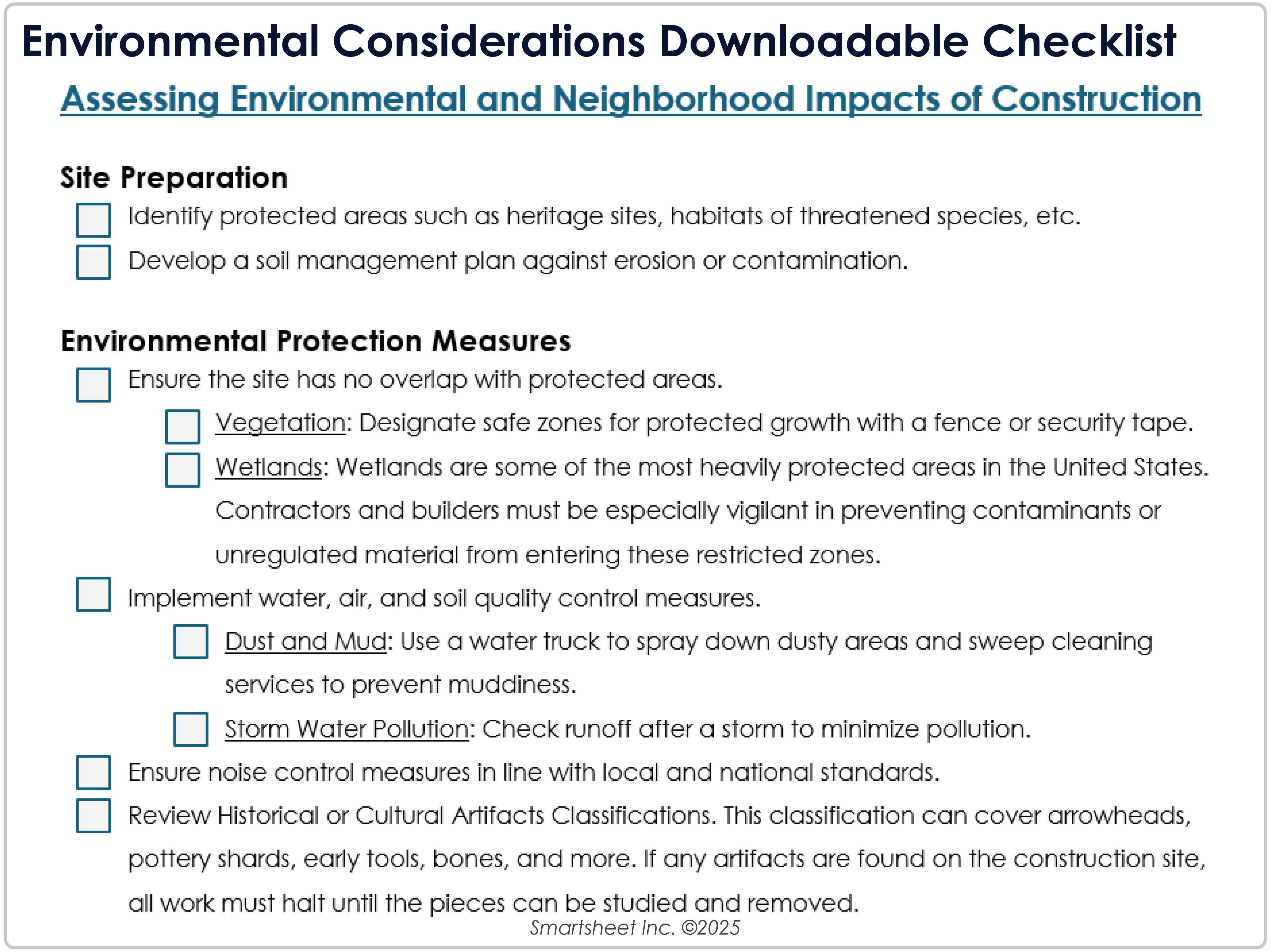 Environmental Considerations Downloadable Checklist