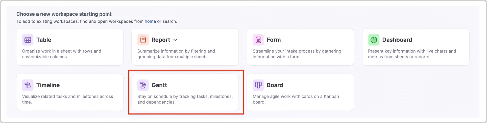 Gantt Chart From Smartsheet to Powerpoint Choose New Workspace Gantt