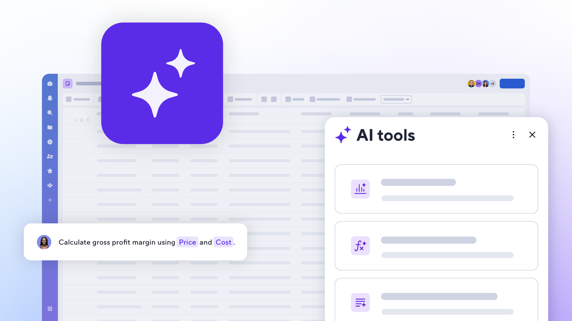 Illustration of Smartsheet AI converting plain-language requests into accurate formulas.
