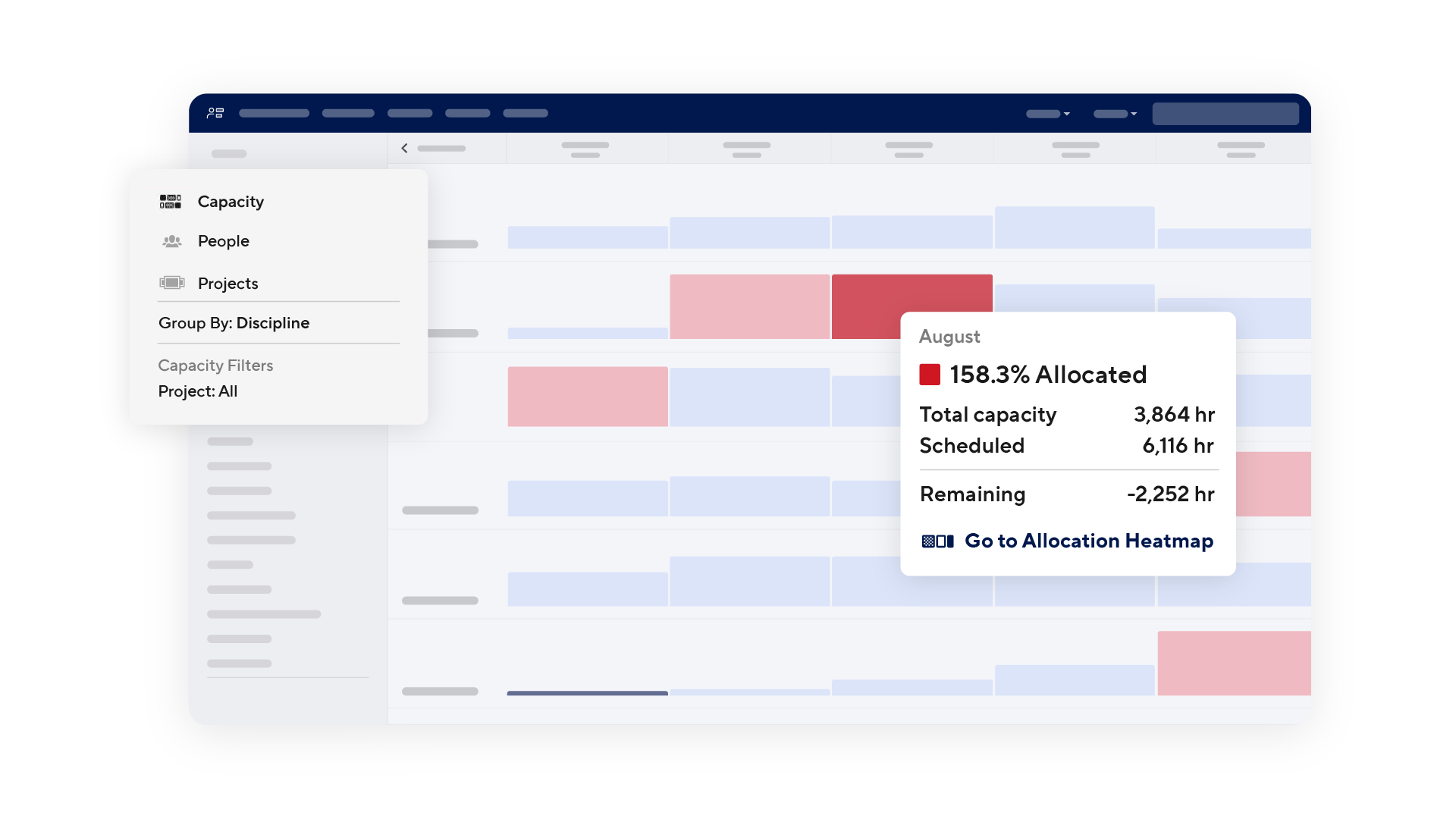 Resource Management capacity view screen
