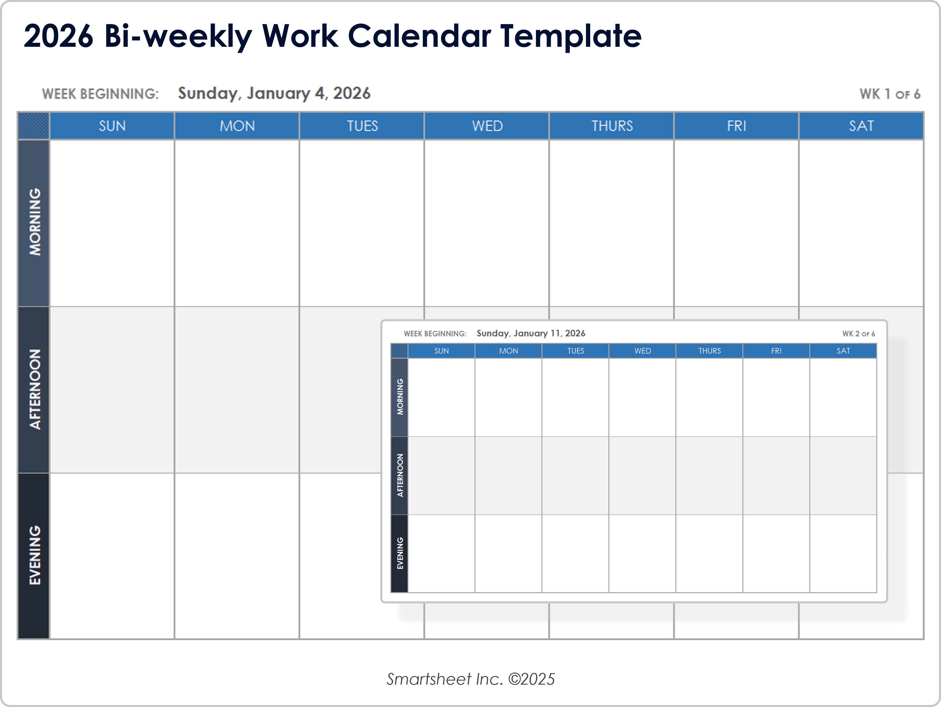 2026 Bi-Weekly Work Calendar Template