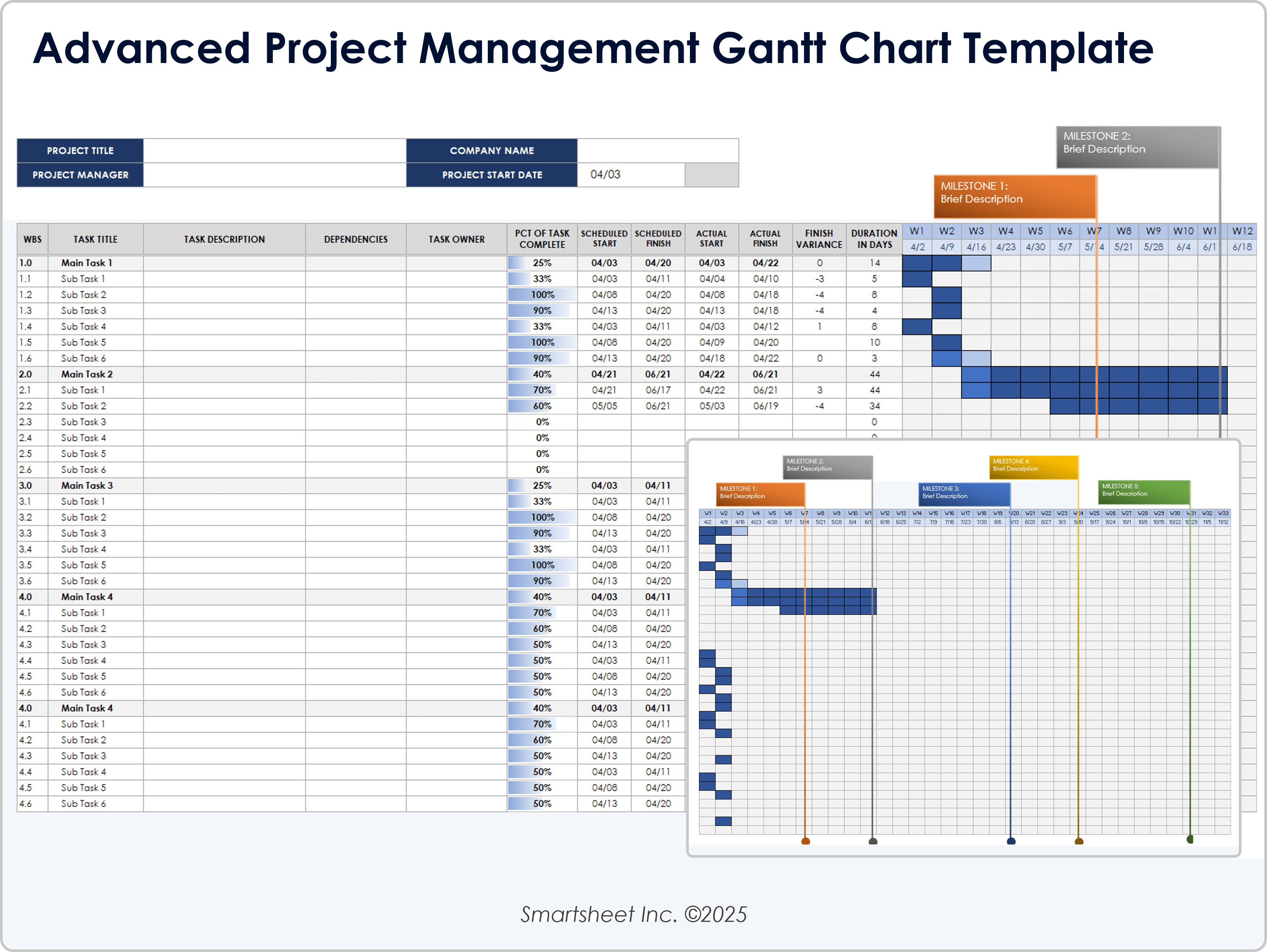 Advanced Project Management Gantt Chart Template