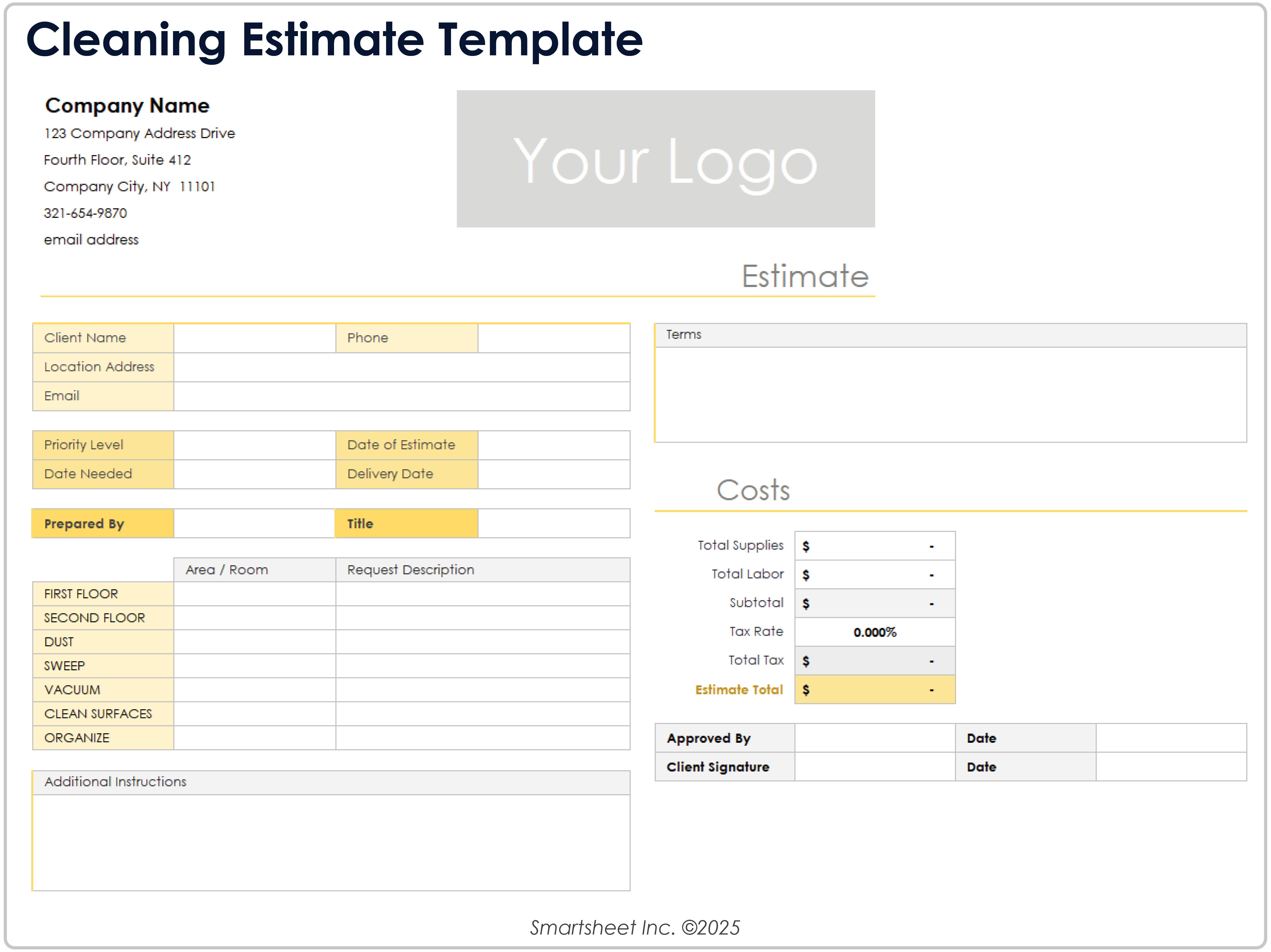 Cleaning Estimate Template
