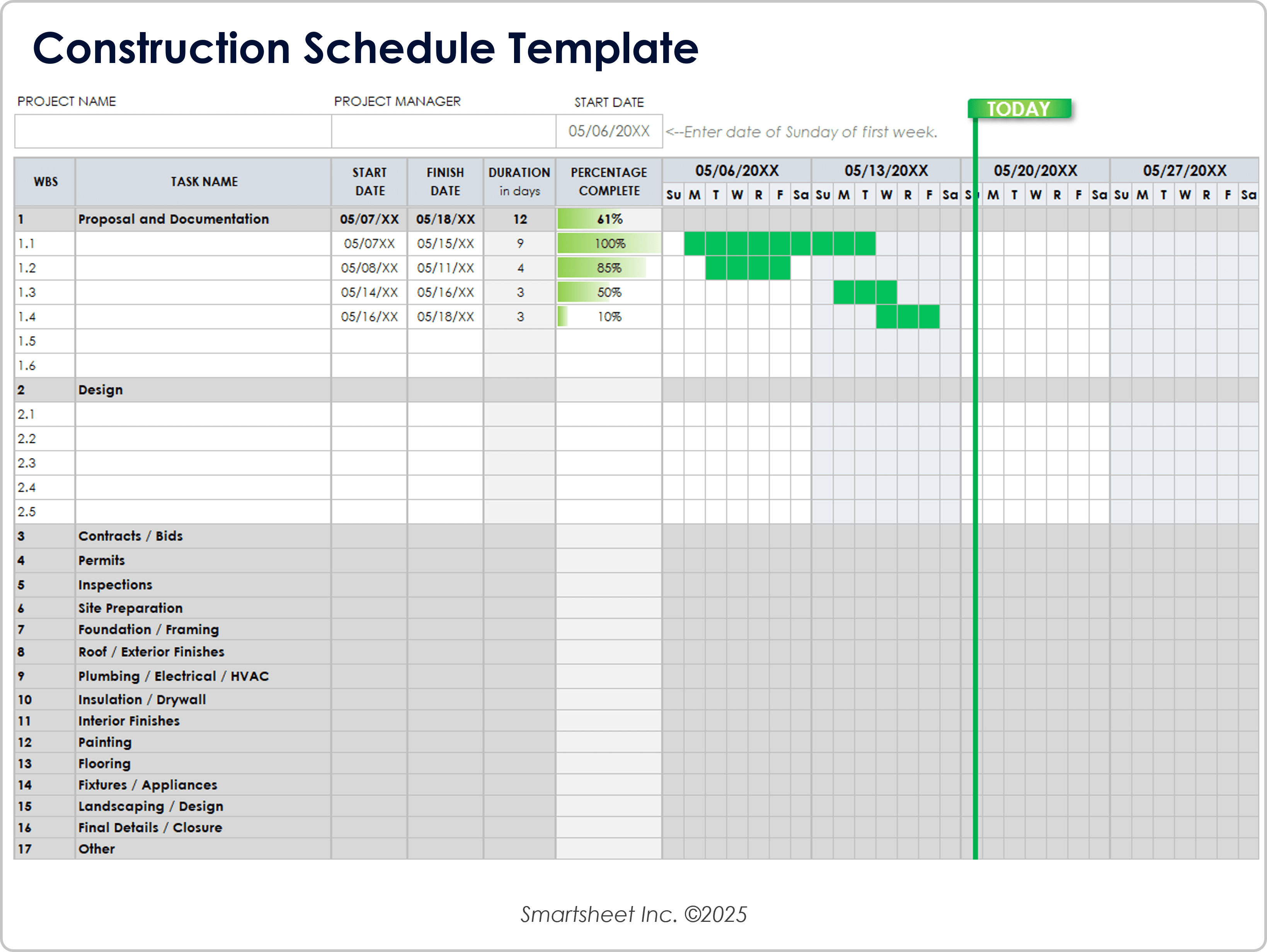 Construction Schedule Template
