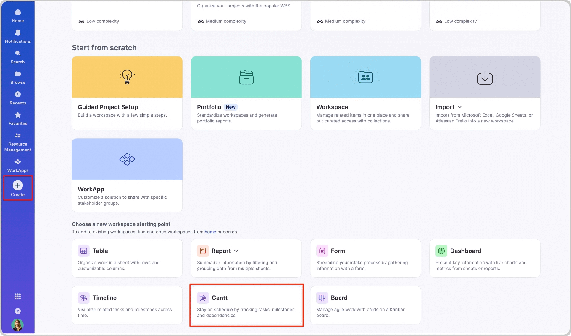 Create a Gantt Chart in Smartsheet Create Gantt Workspace