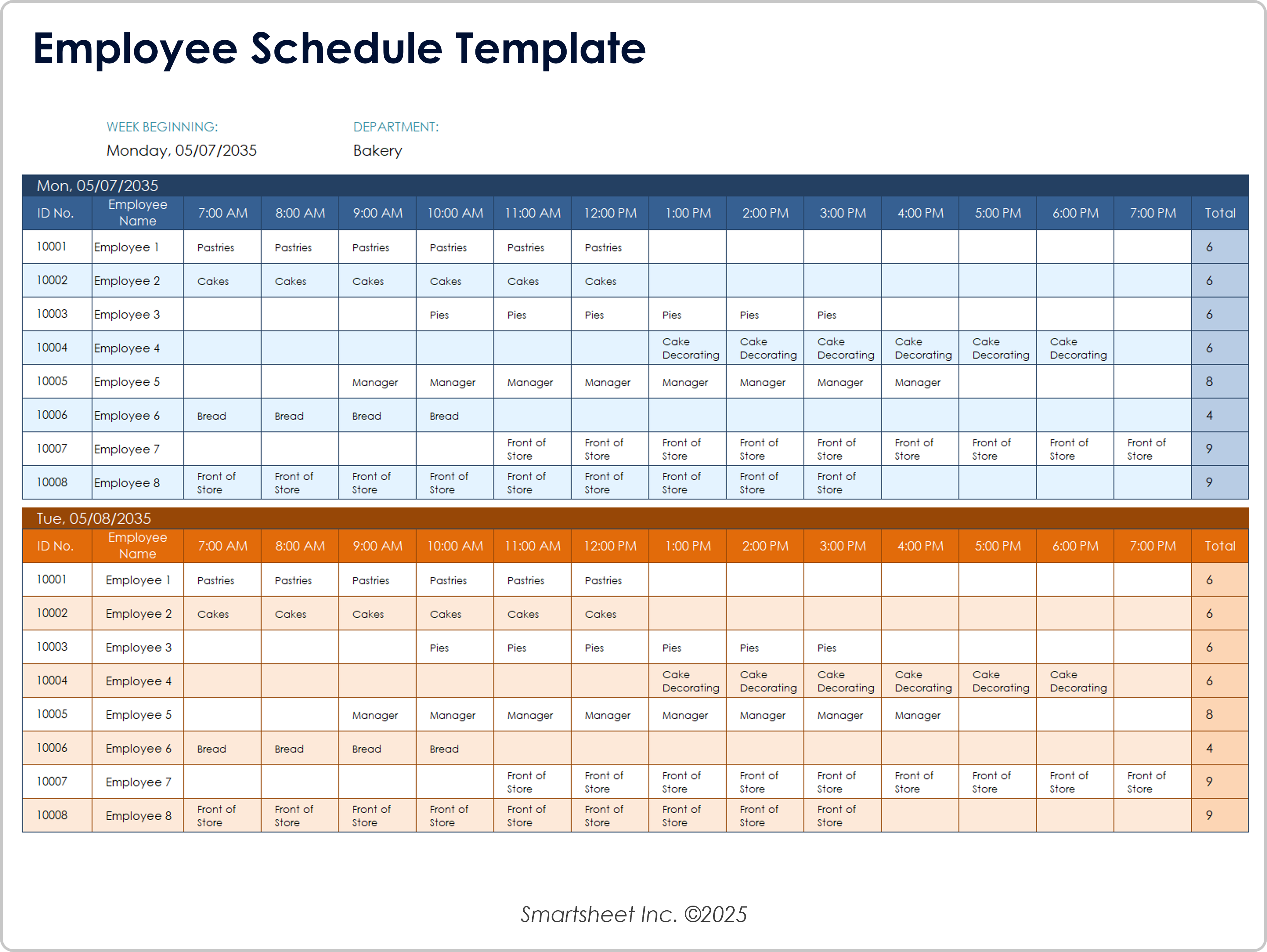 Employee Schedule Template