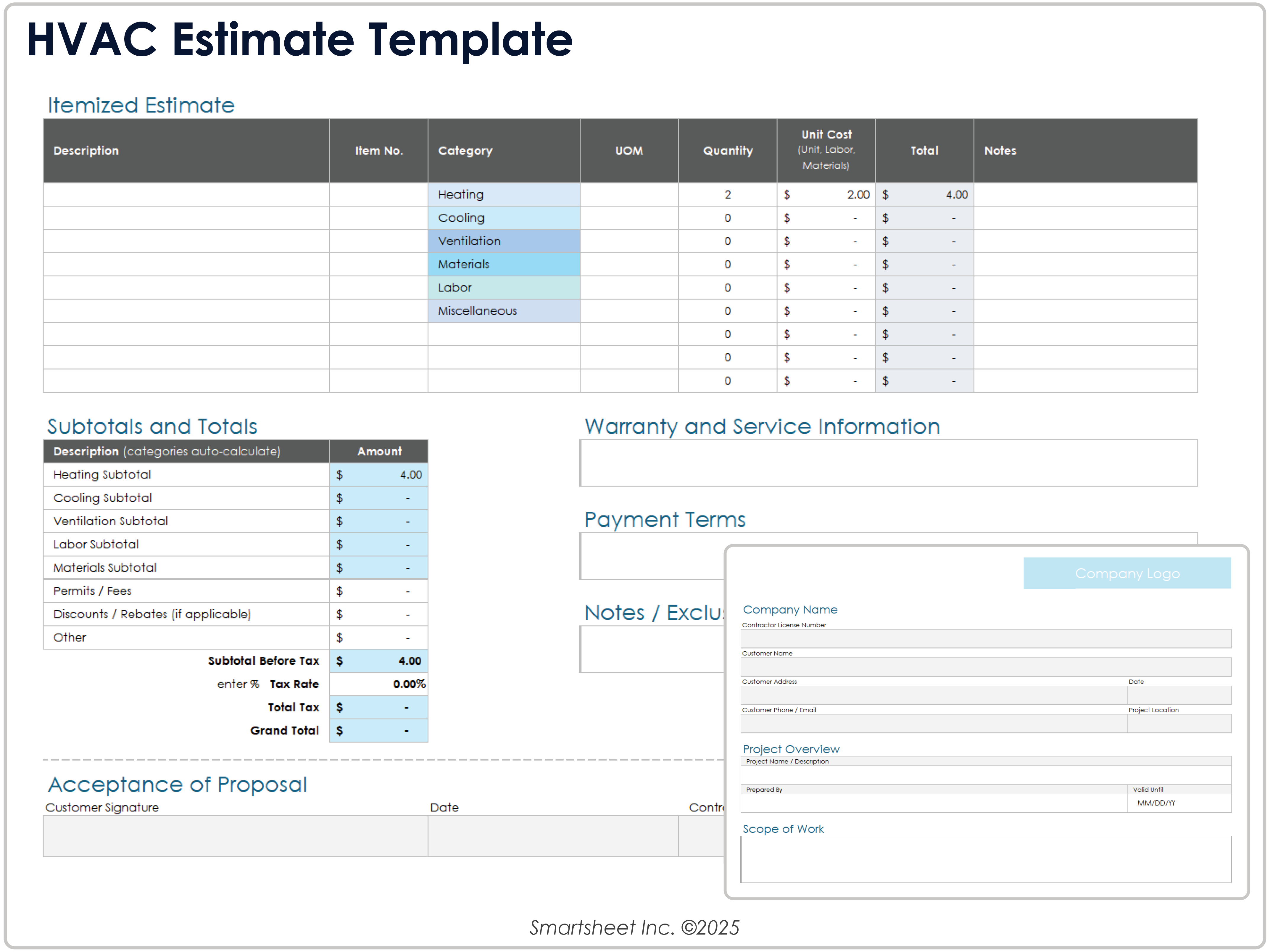 HVAC Estimate Template