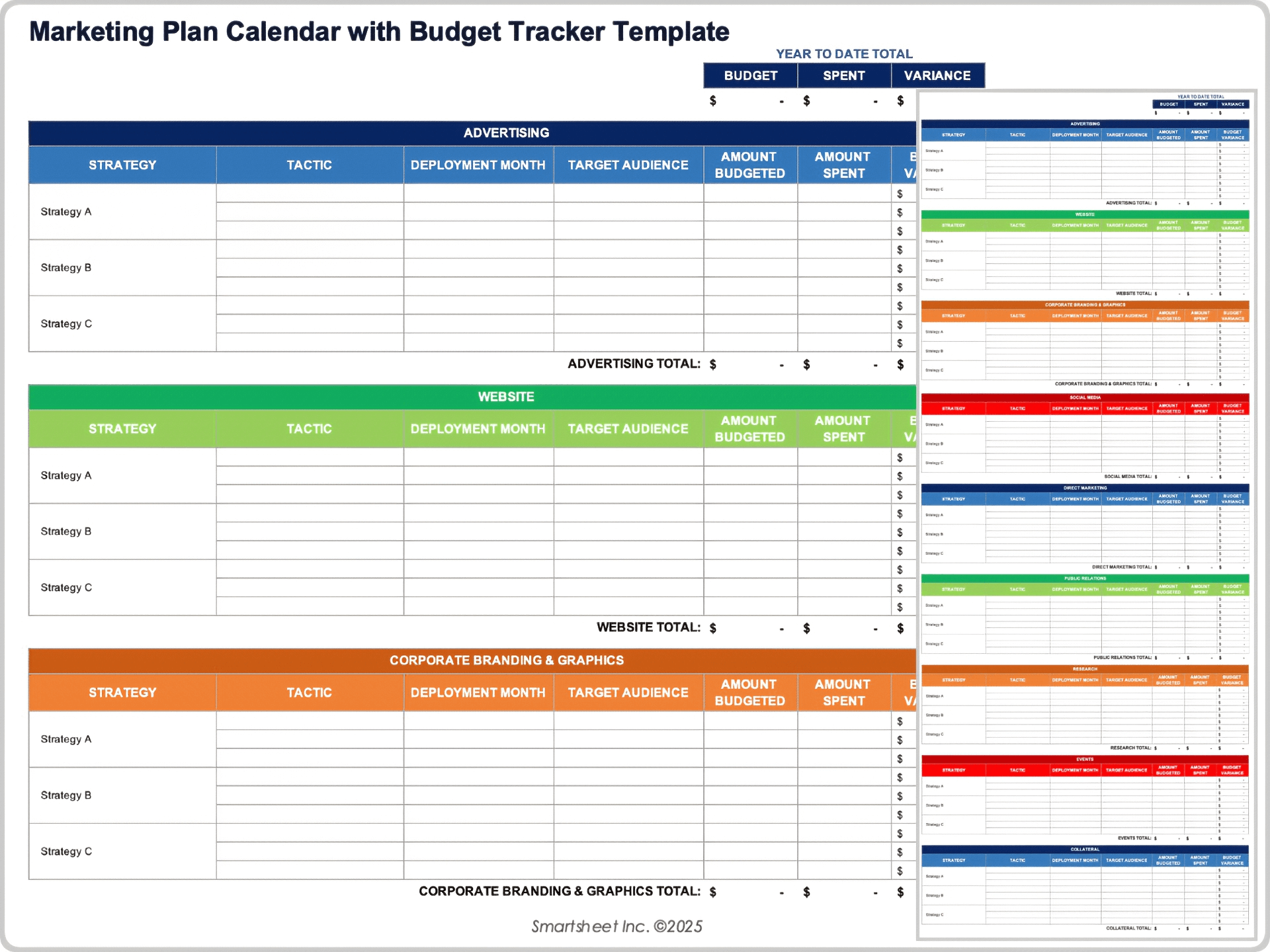Marketing Plan Calendar with Budget Tracker Template