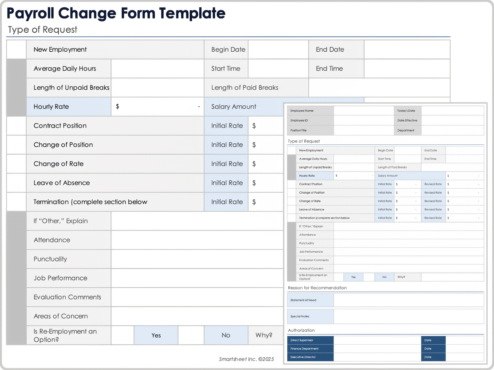 Payroll Change Form Template