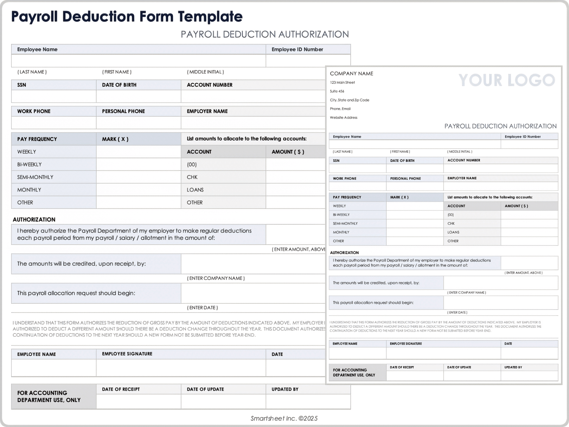 Payroll Deduction Form Template
