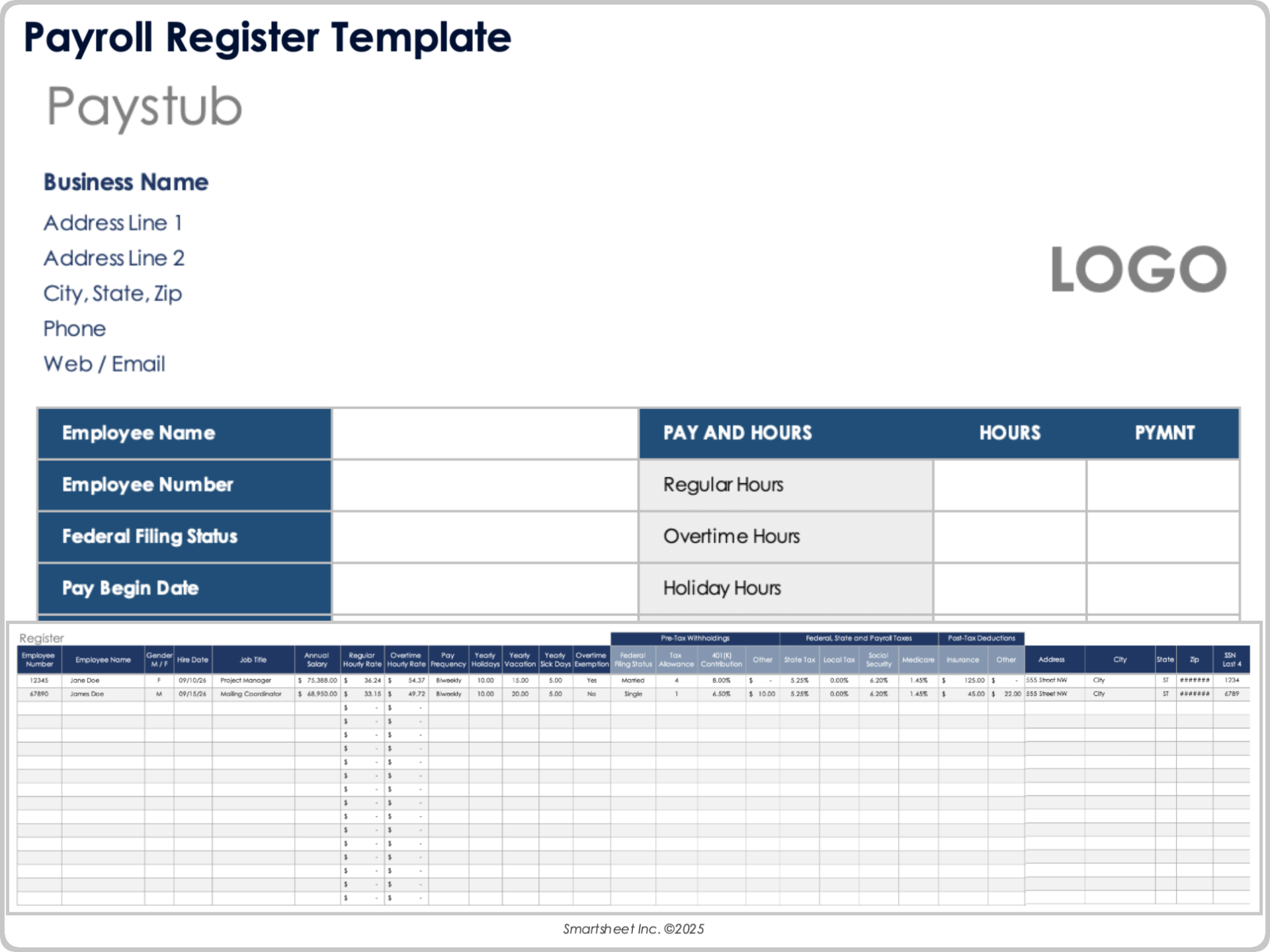 Payroll Register Template