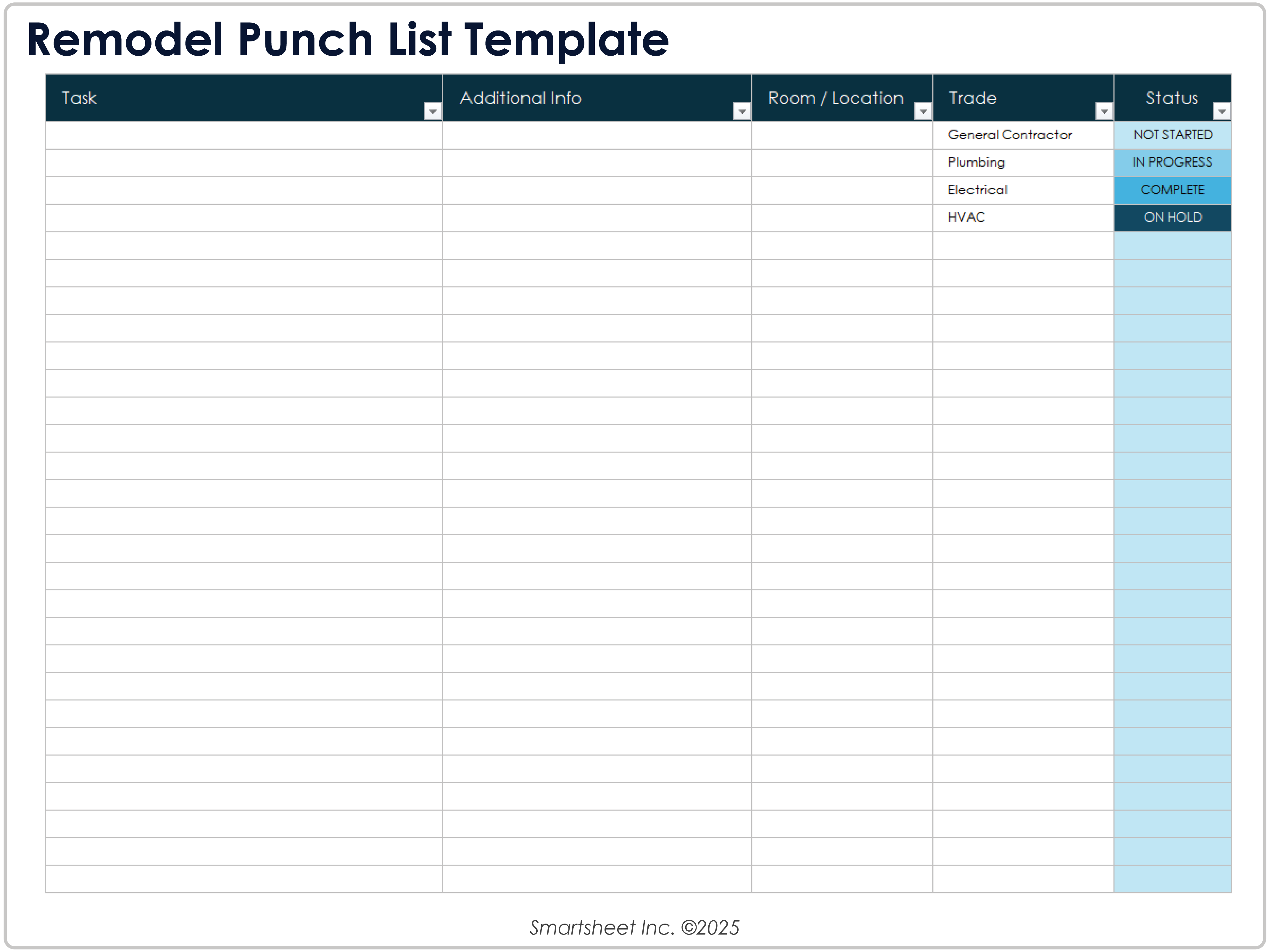 Remodel Punch List Template