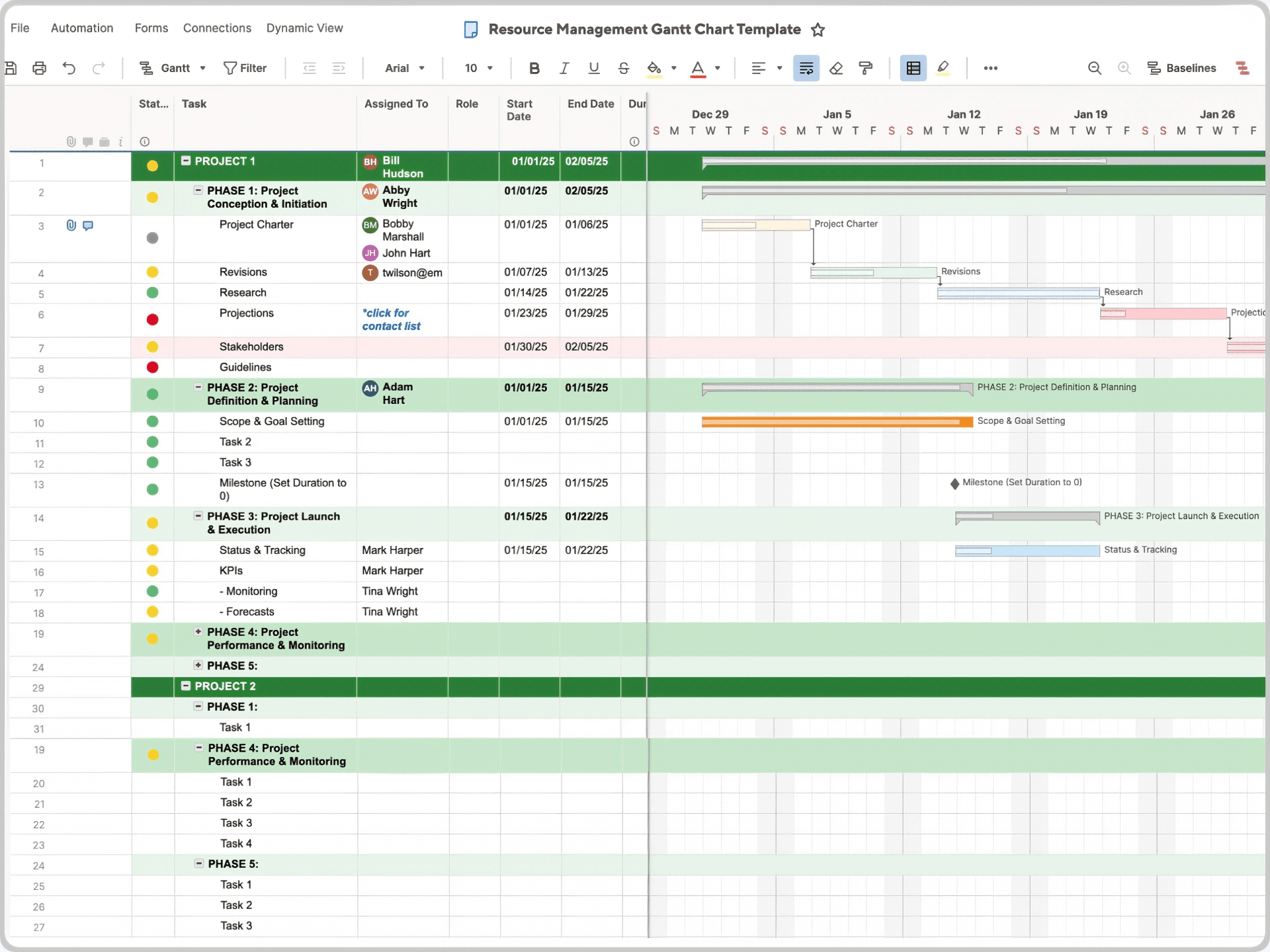 Resource Management Gantt Chart Template Smartsheet