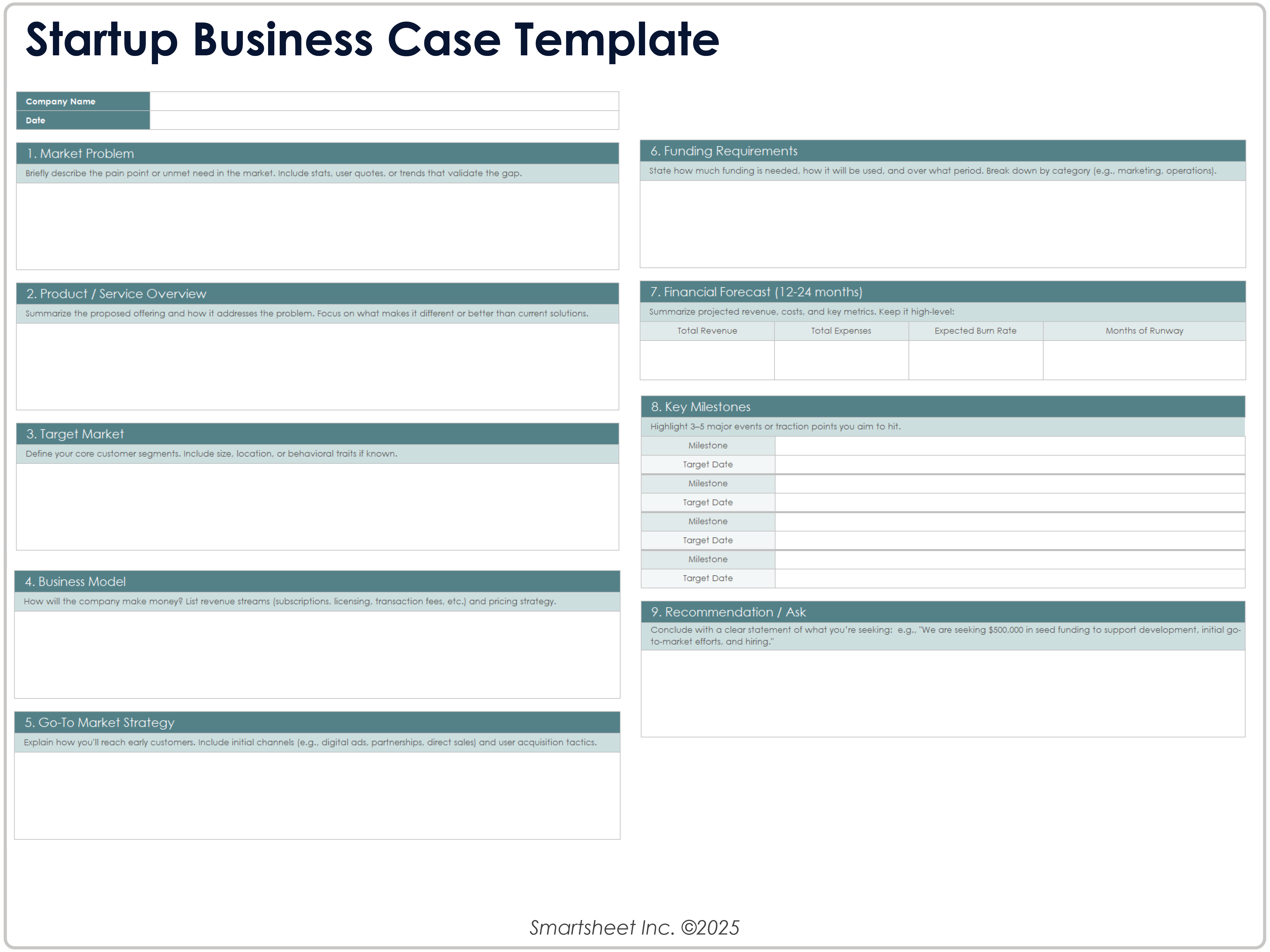 Startup Business Case Template