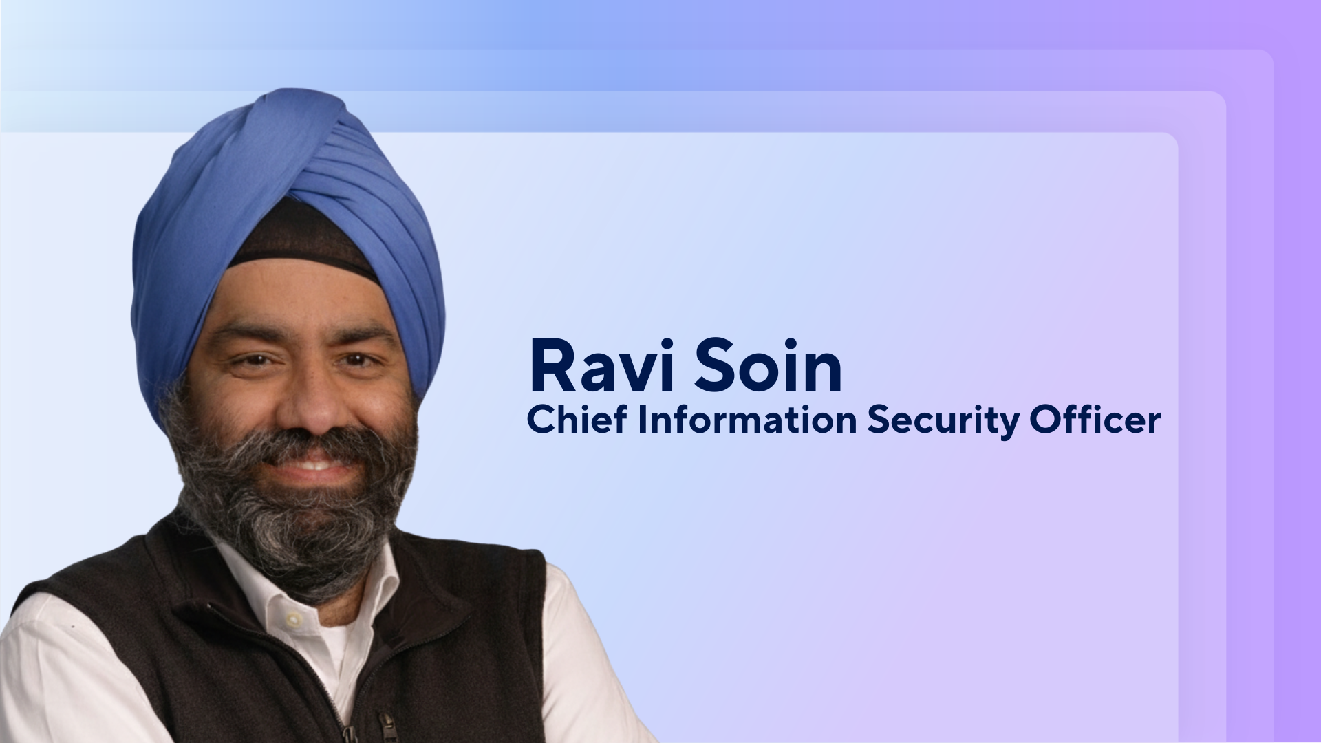 Ravi Soin headshot, new Smartsheet Chief Information Security Officer, on top of purple background