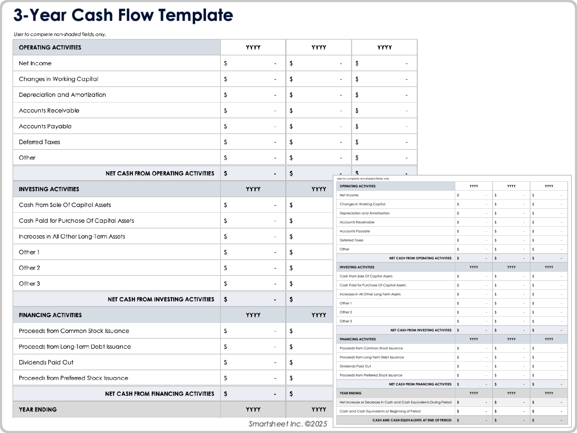 3-Year Cash Flow Template
