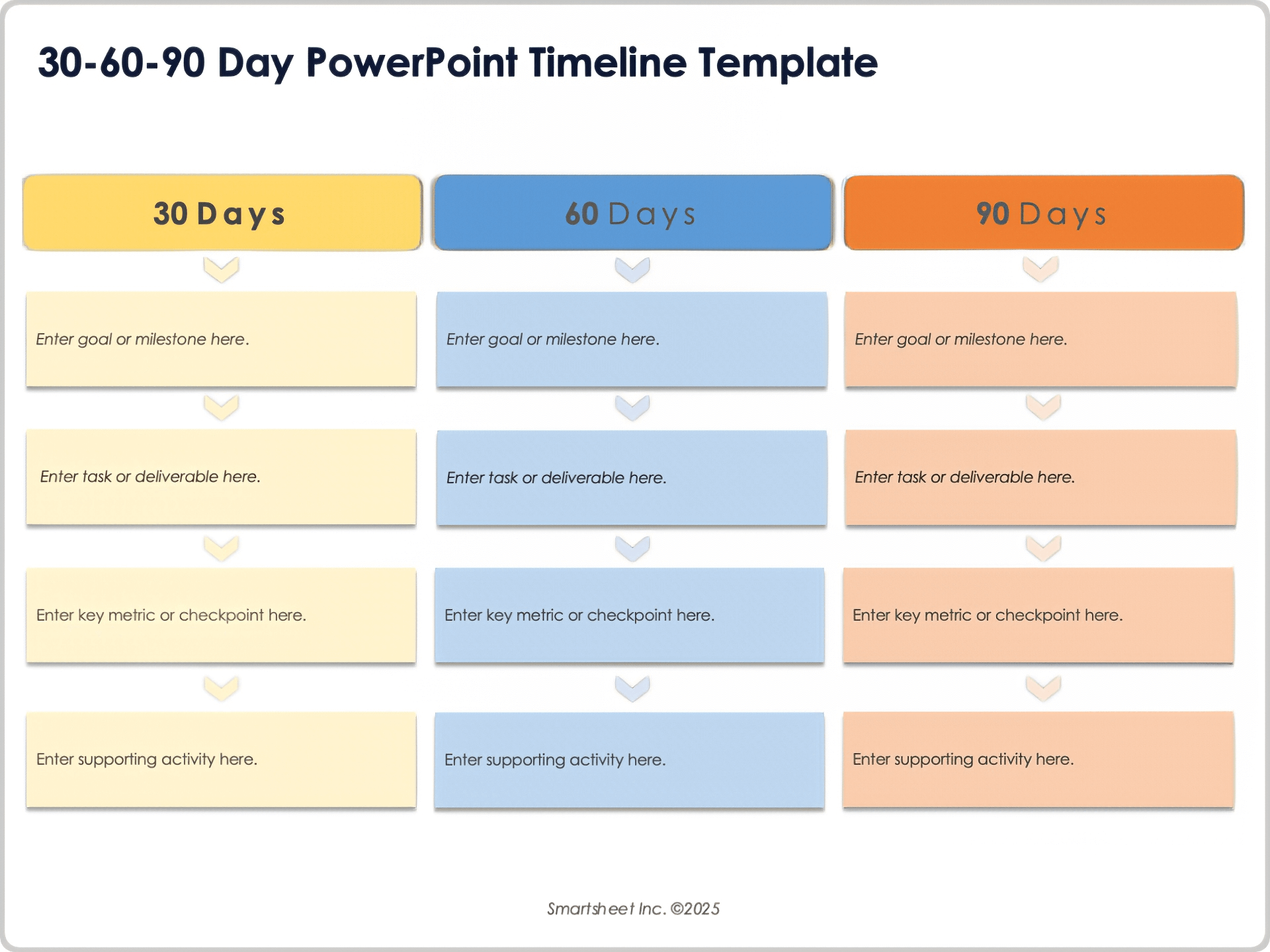 30-60-90 Day PowerPoint Timeline Template