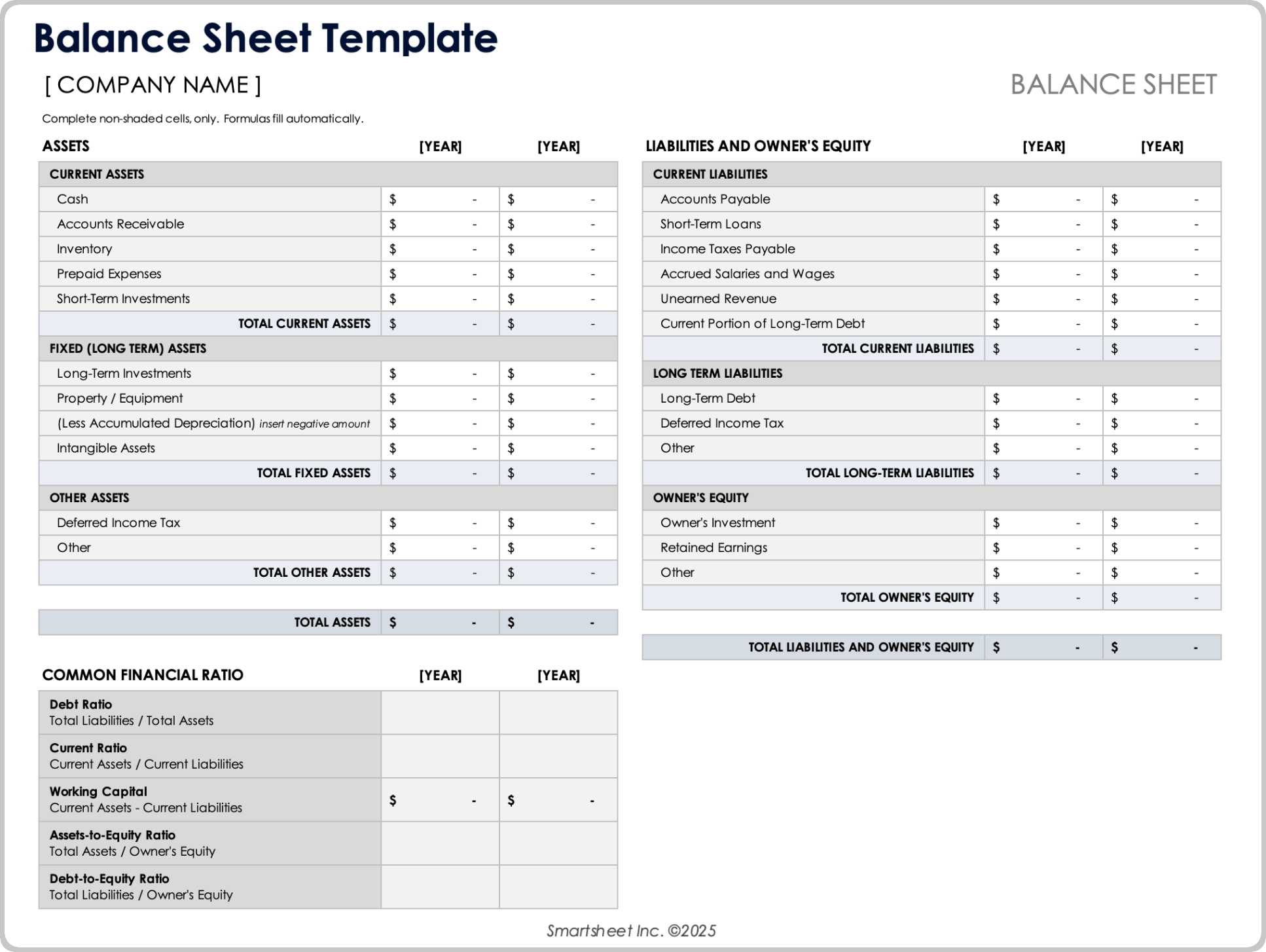 Balance Sheet Template