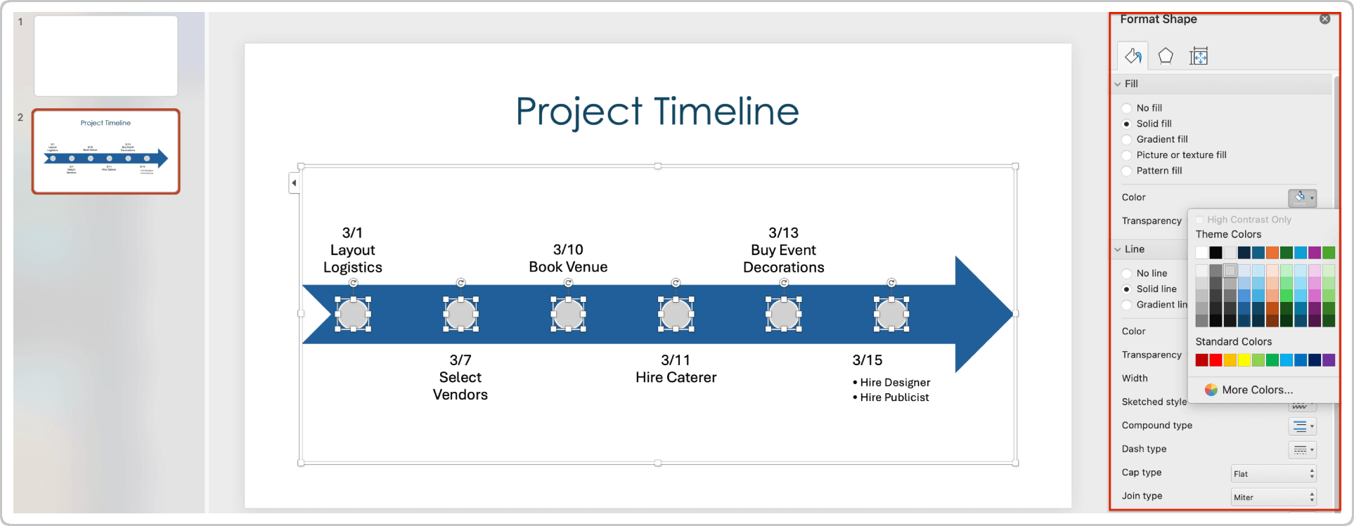 How to Make a Timeline in PowerPoint Customize Circle Colors