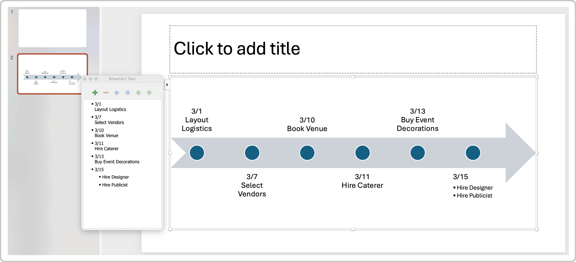 How to Make a Timeline in PowerPoint Enter Multiple Tasks Press Tab