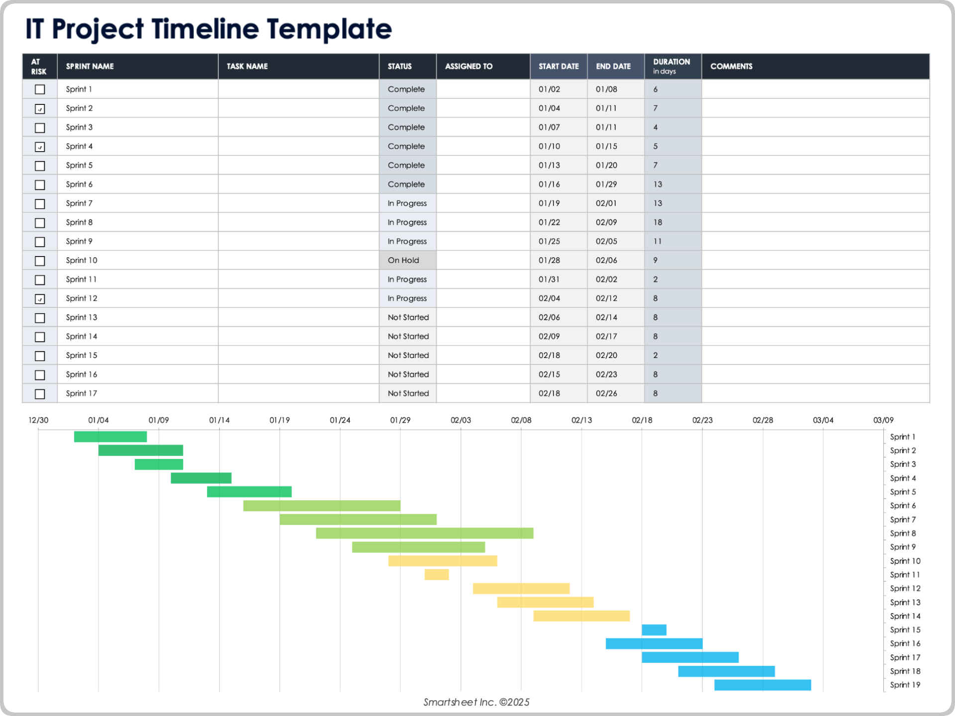 IT Project Timeline Template
