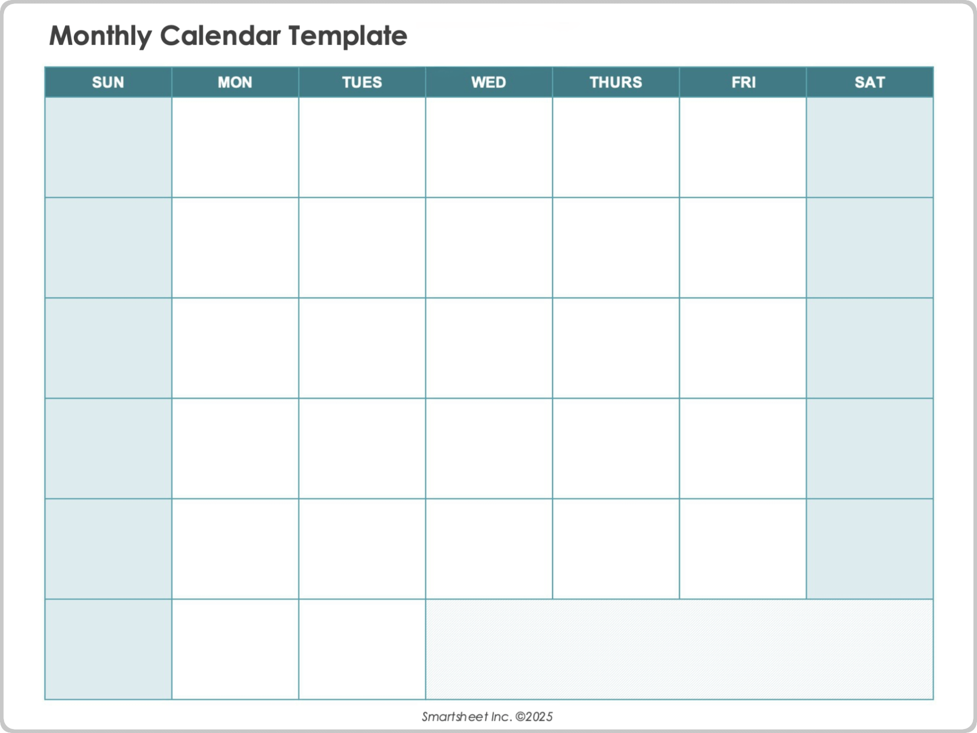 Monthly Calendar Template