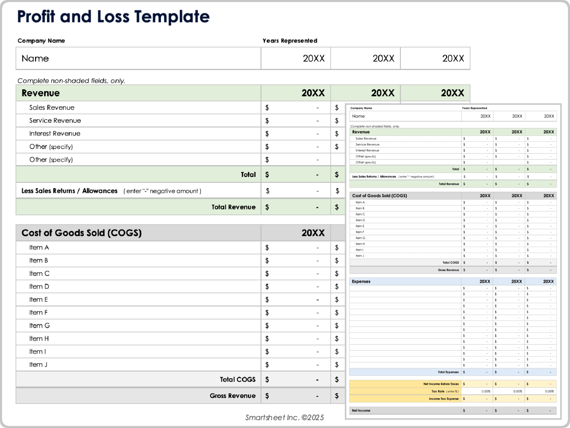 Profit and Loss Template