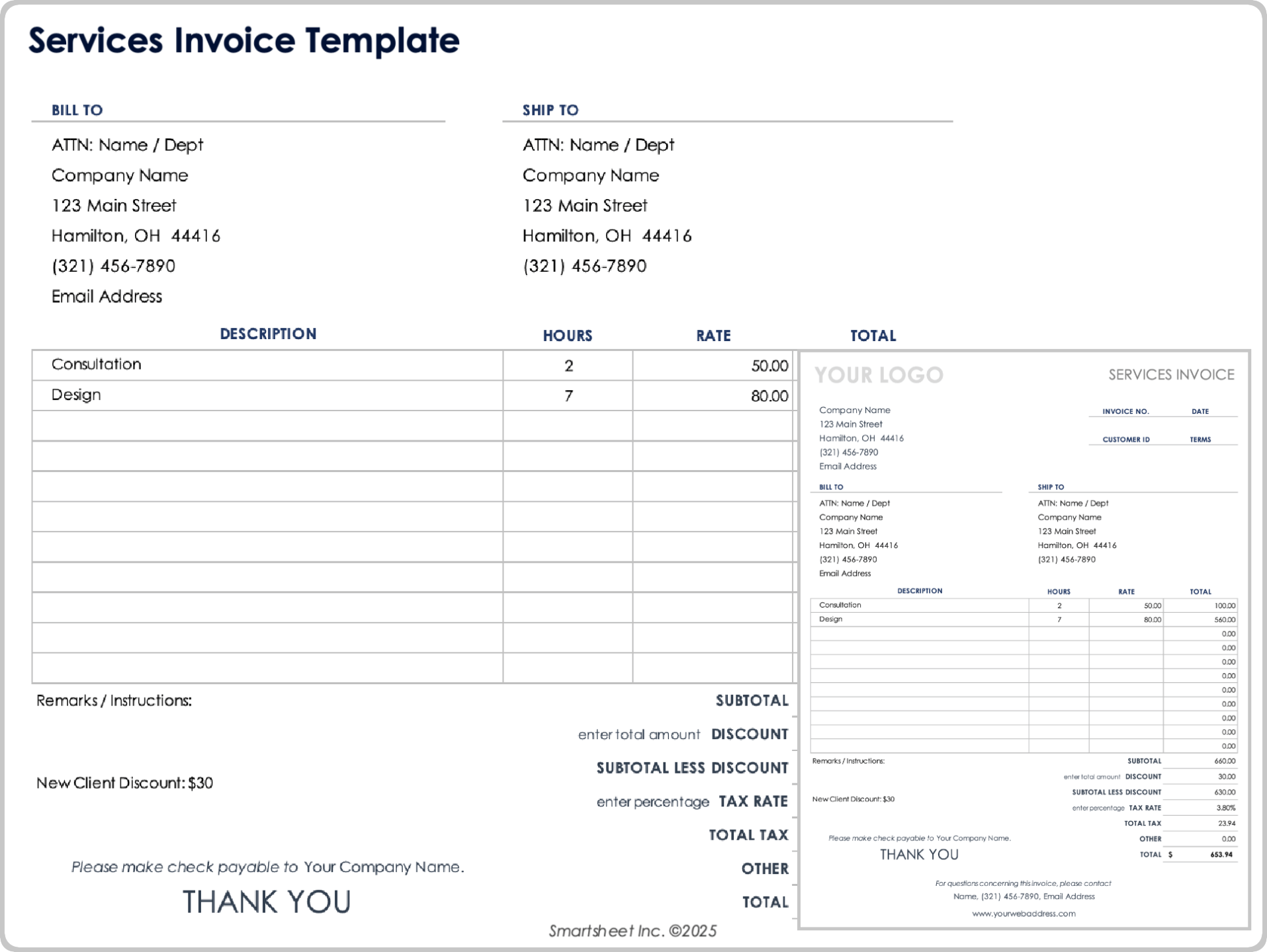 Services Invoice Template