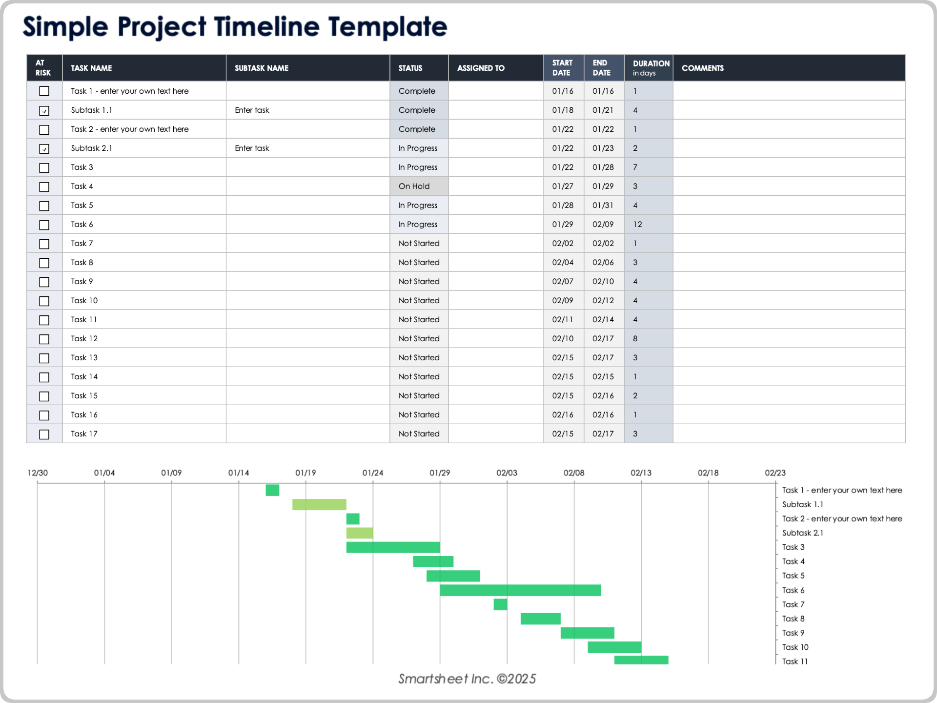 Simple Project Timeline Template