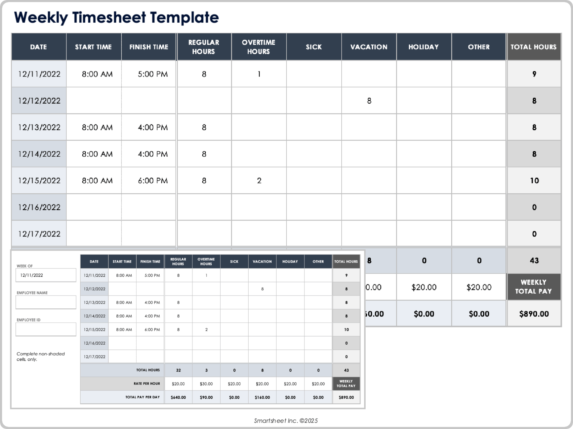 Weekly Timesheet Template