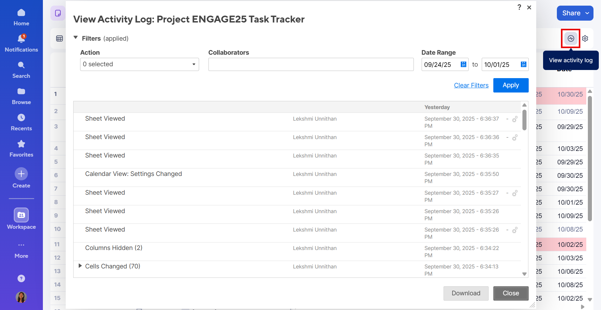 Get insight into who made changes and when