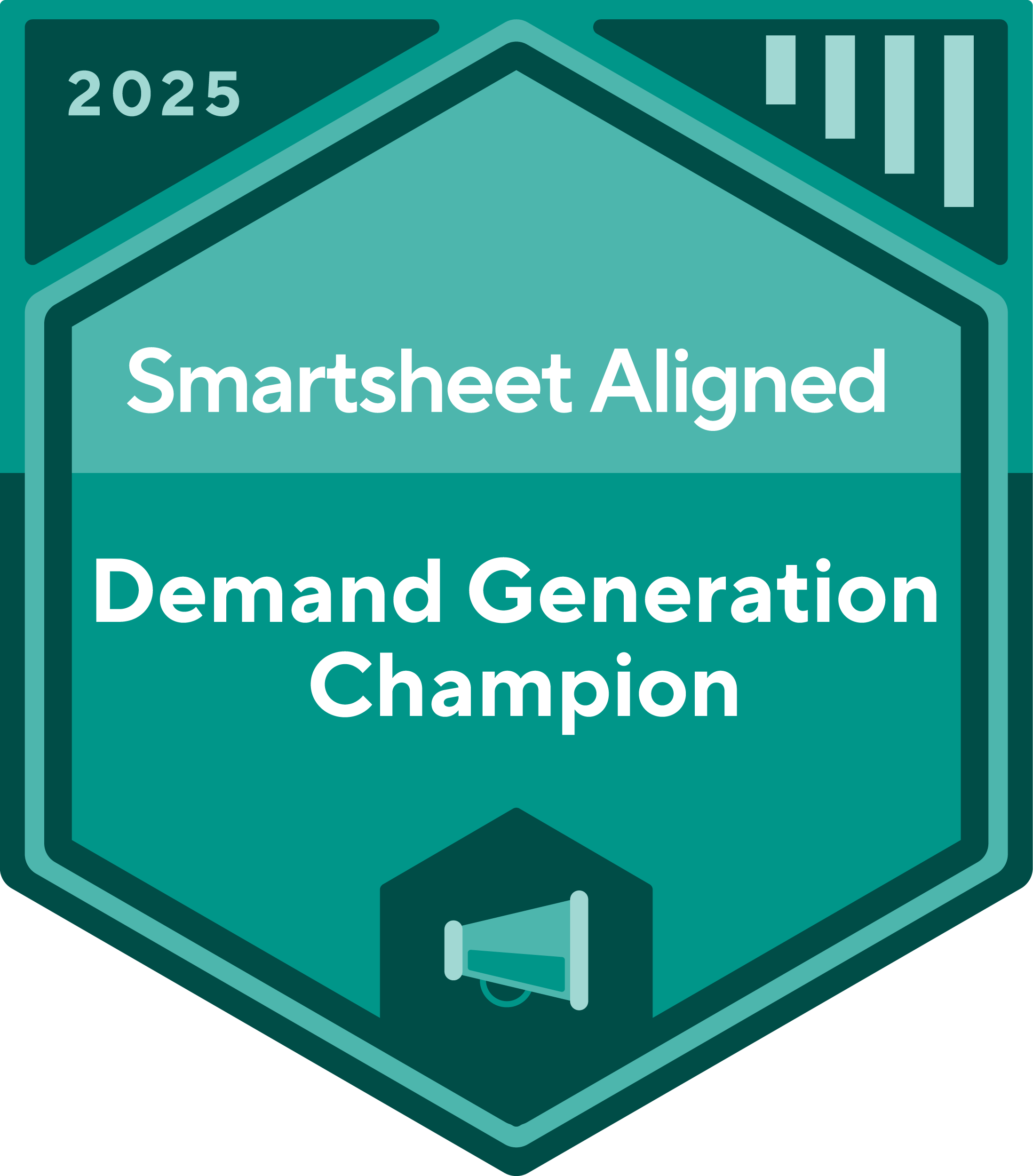 Smartsheet Aligned 2025 Demand Generation Champion award