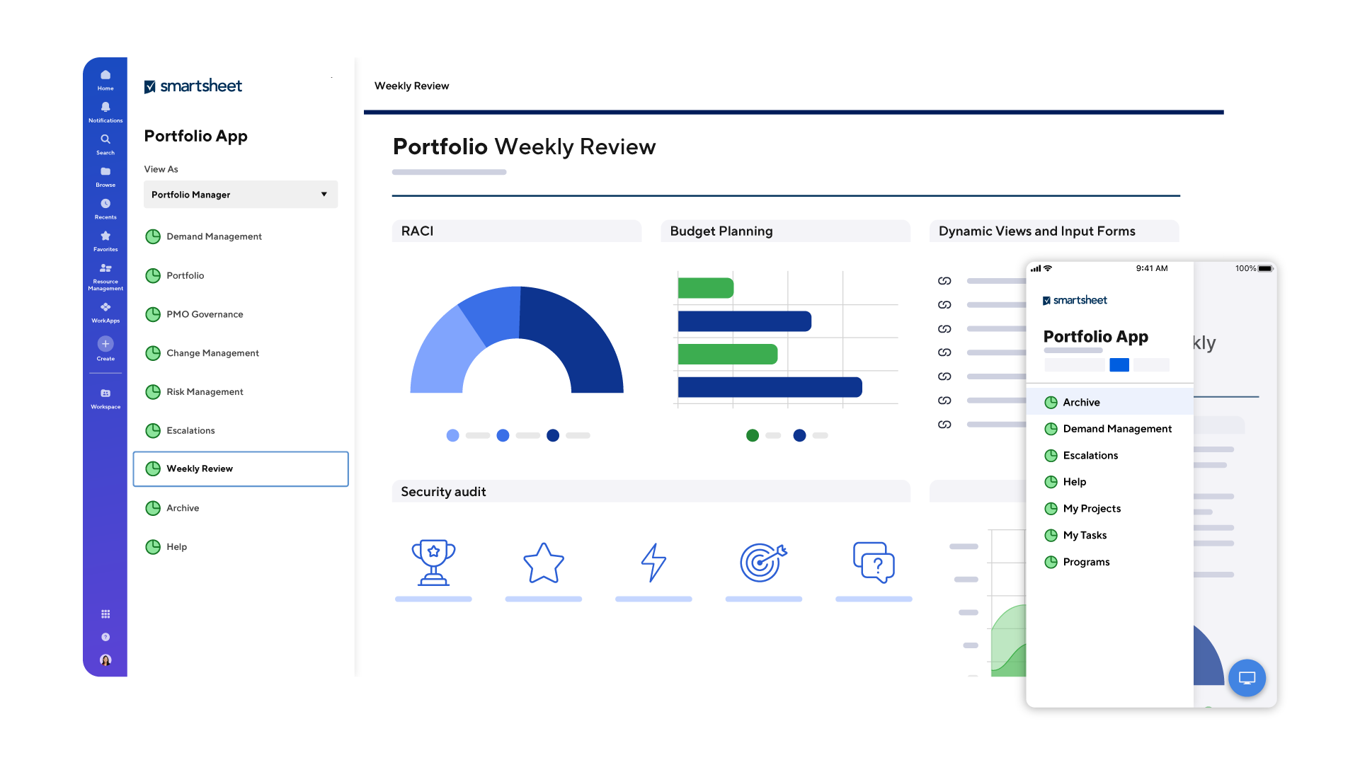 A portfolio dashboard within Smartsheet