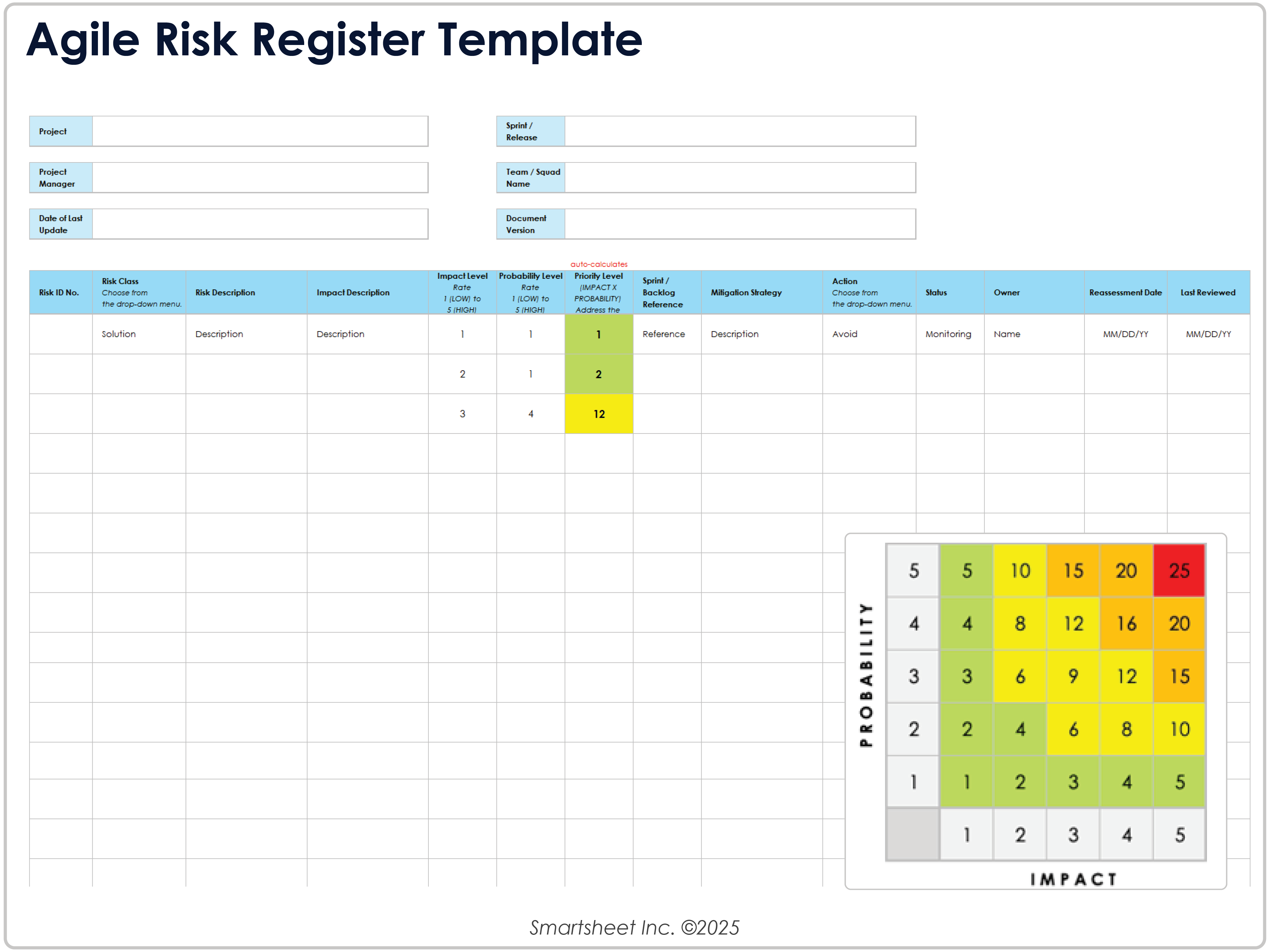 Agile Risk Register Template