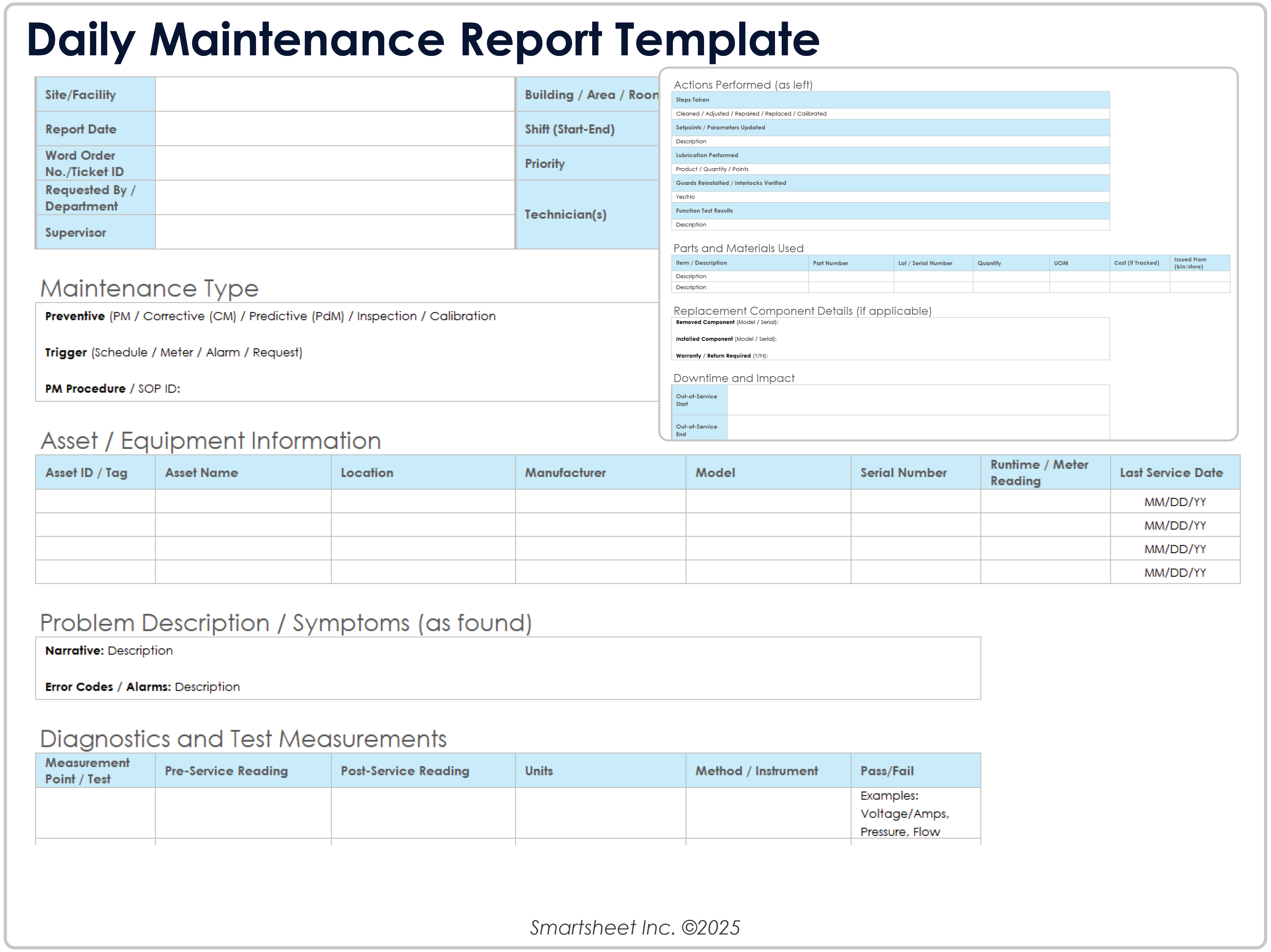 Daily Maintenance Report Template