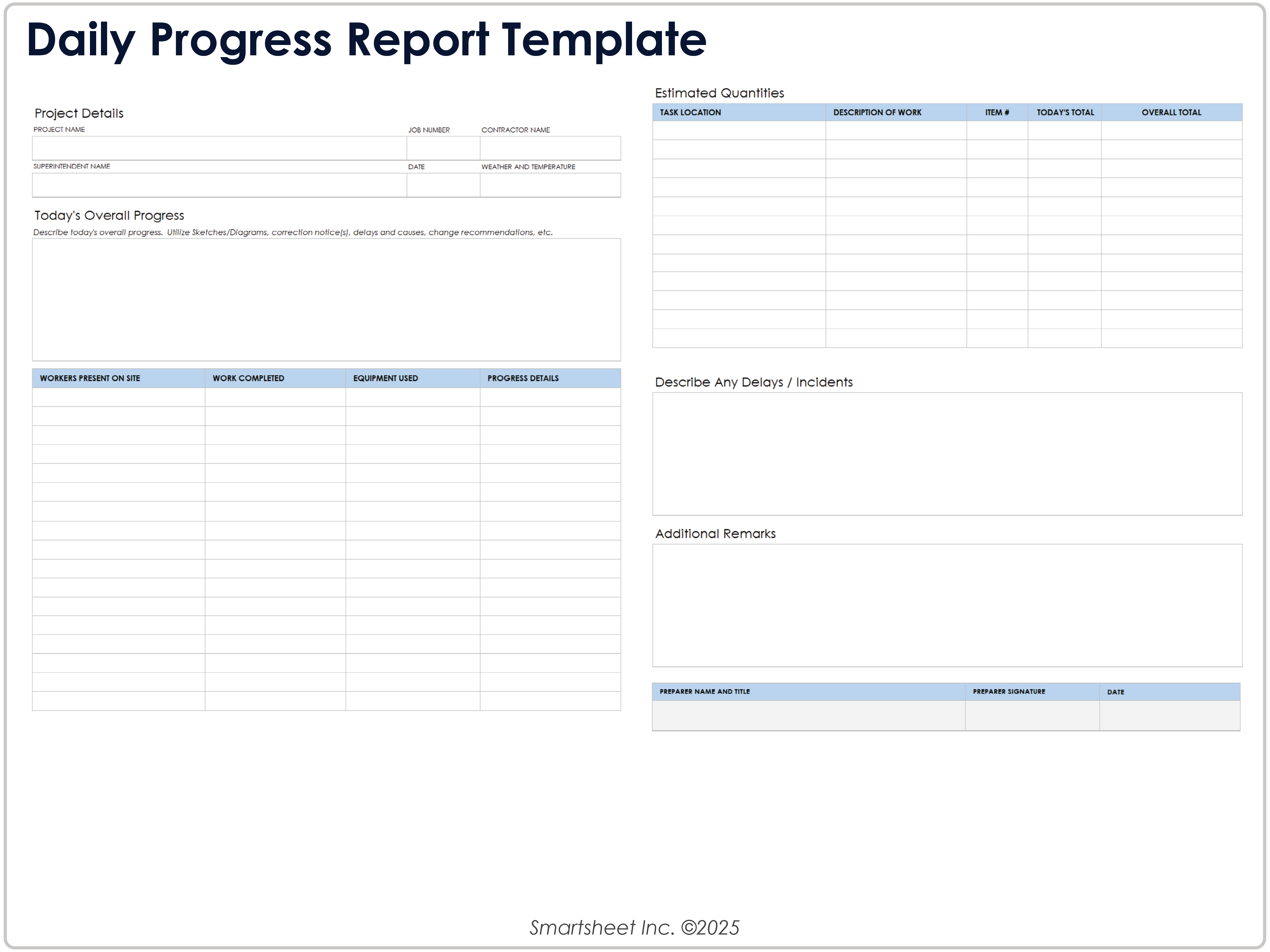 Daily Progress Report Template