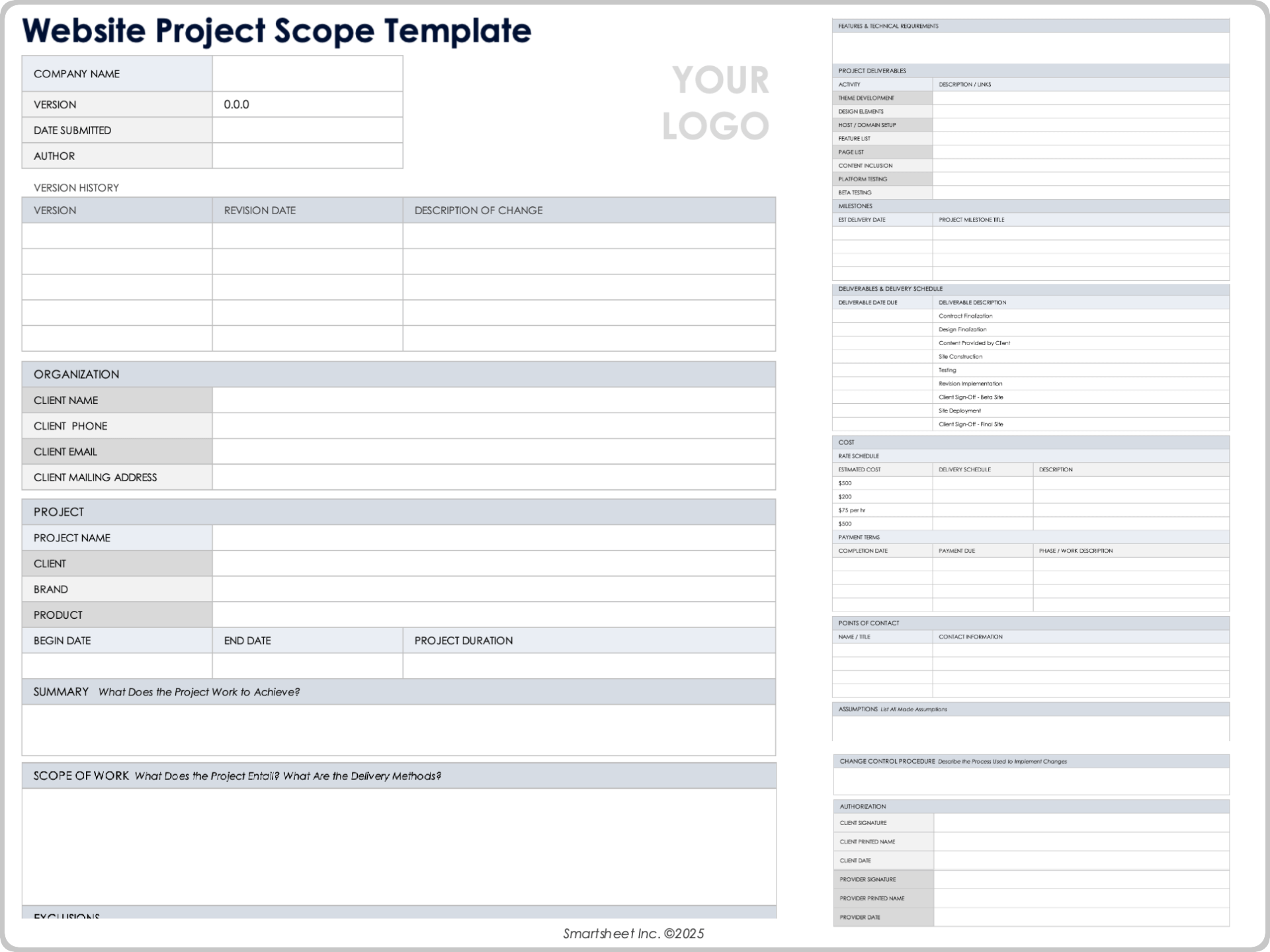 Website Project Scope Template