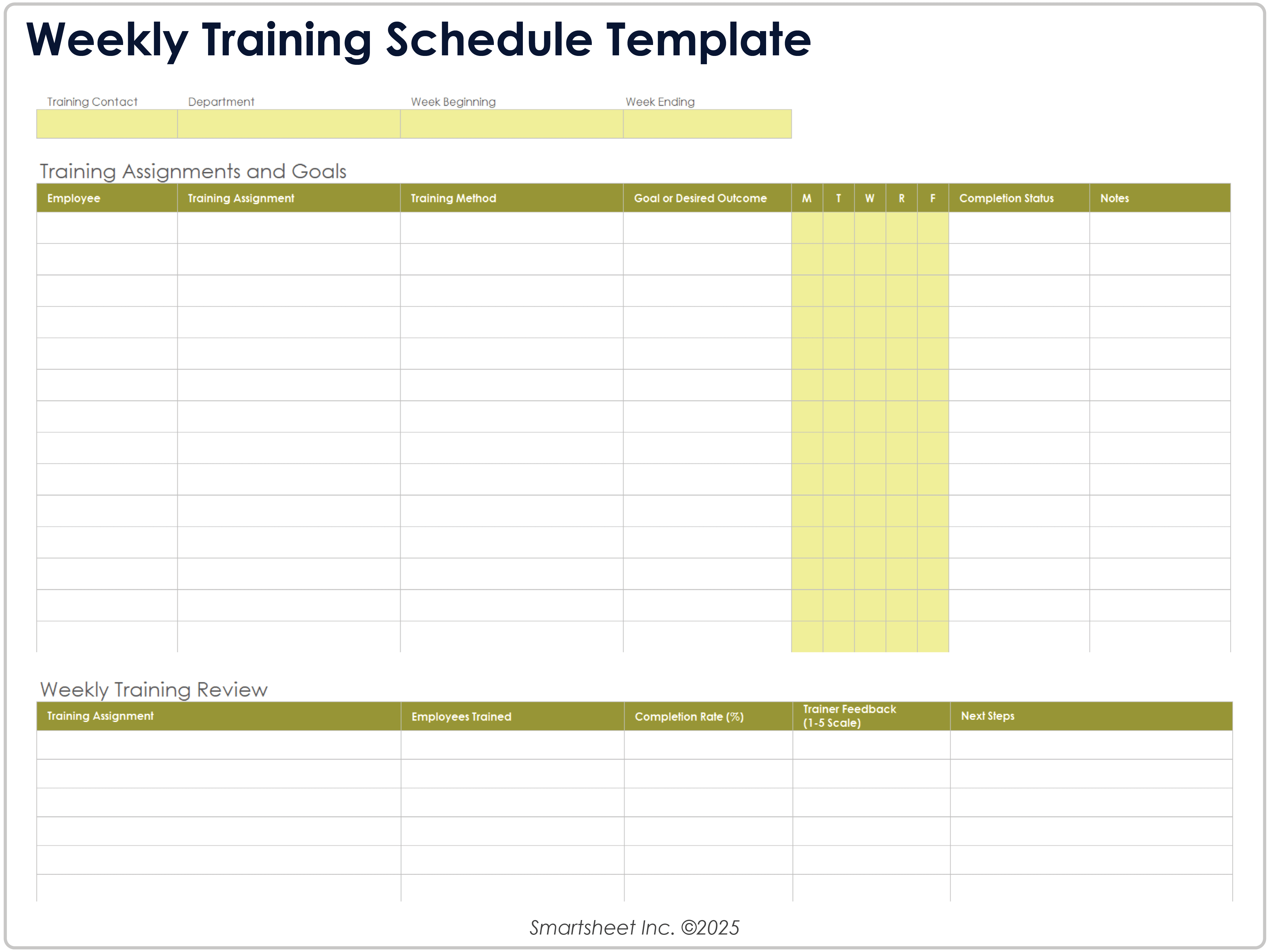 Weekly Training Schedule Template