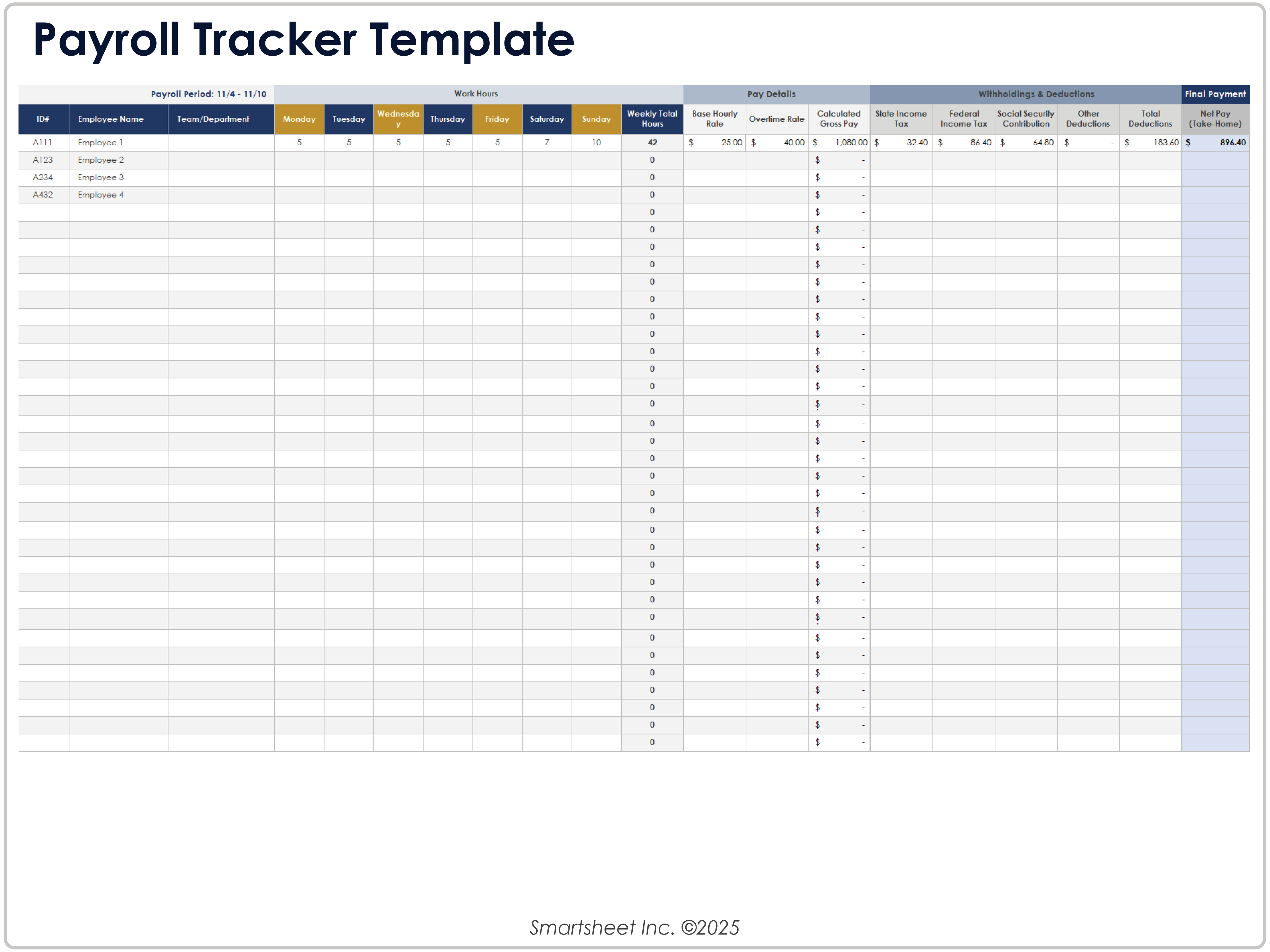 Payroll Tracker Template