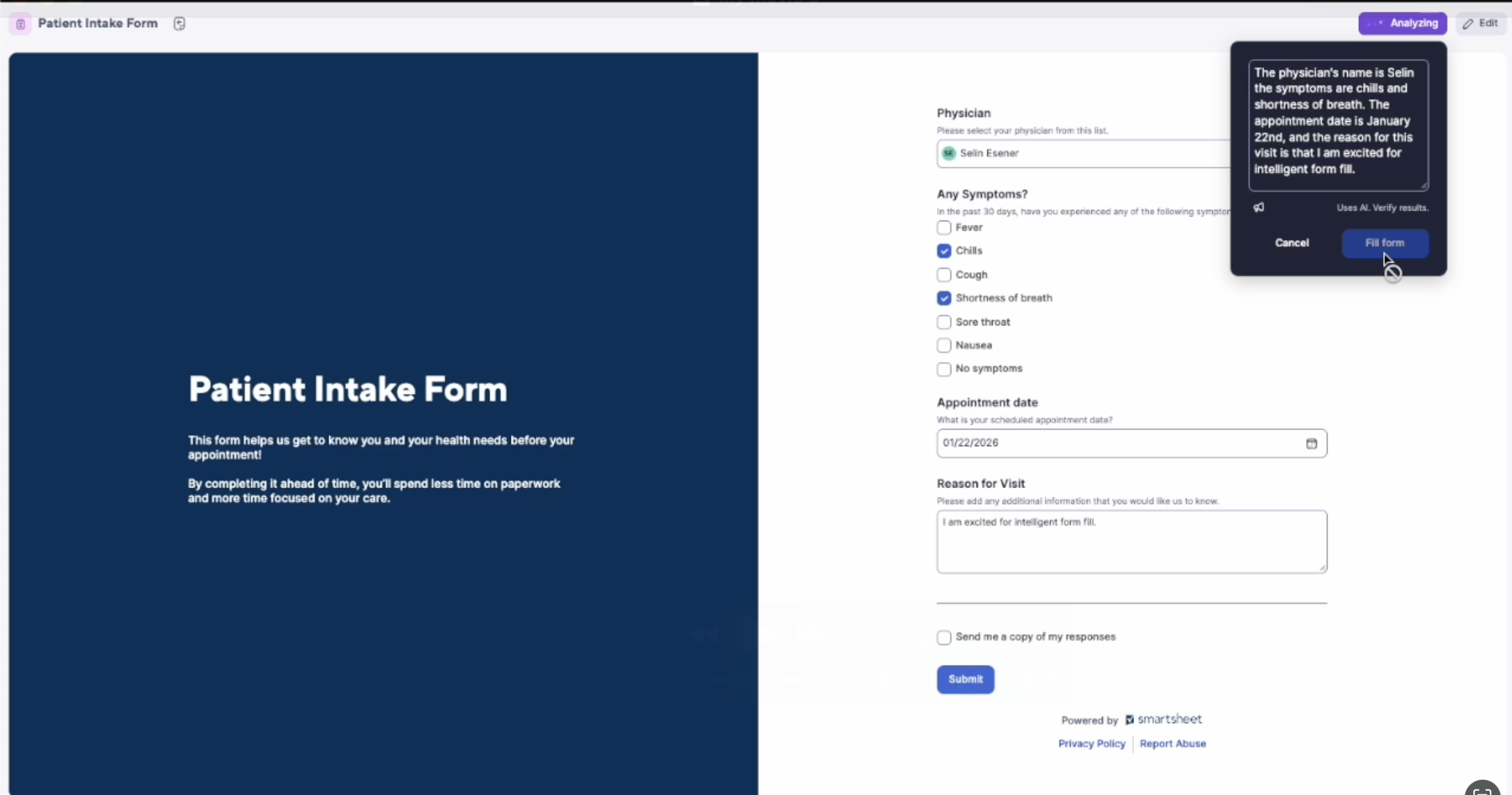 Intelligent form fill
