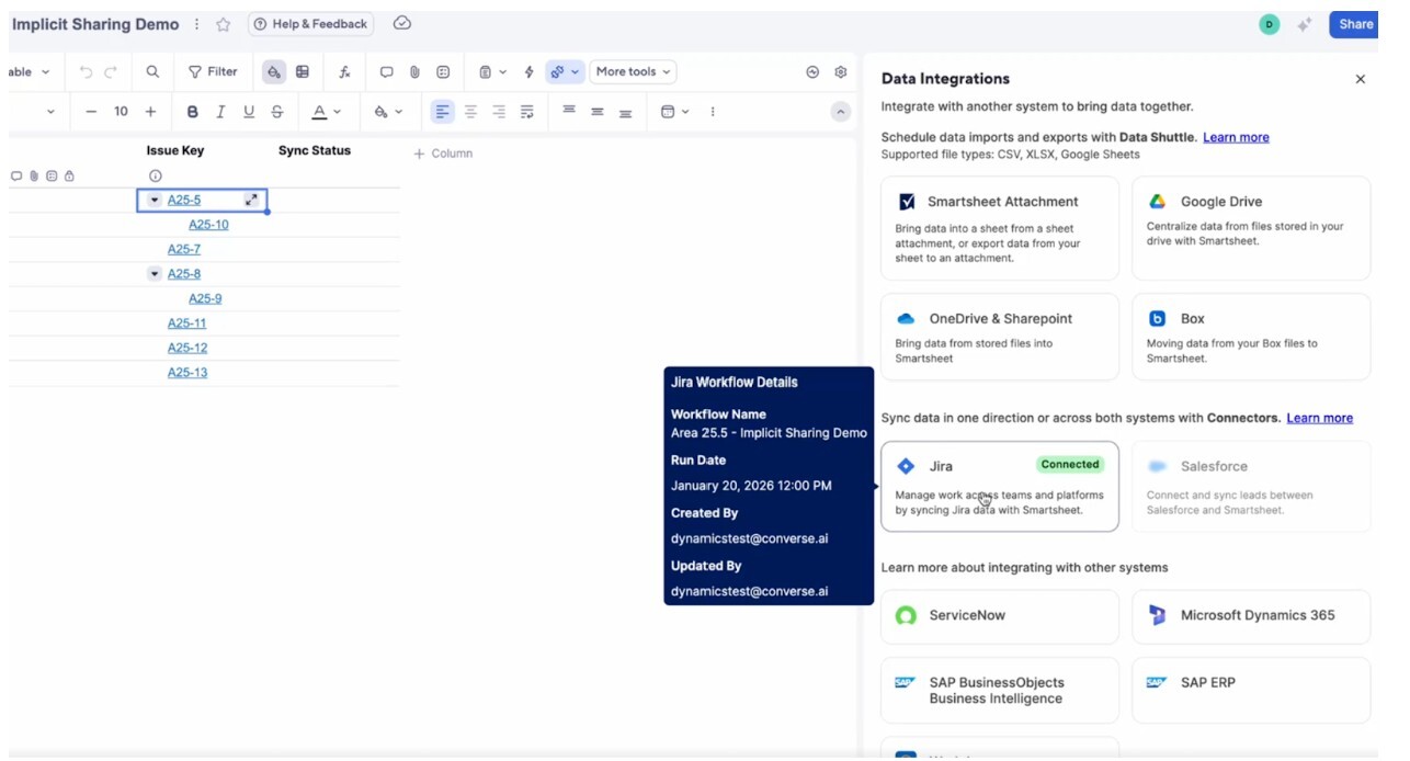 Shared editor permissions for Jira and Salesforce Connector workflows 
