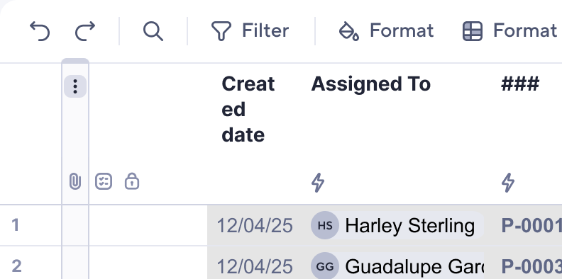 Row action indicator in table view
