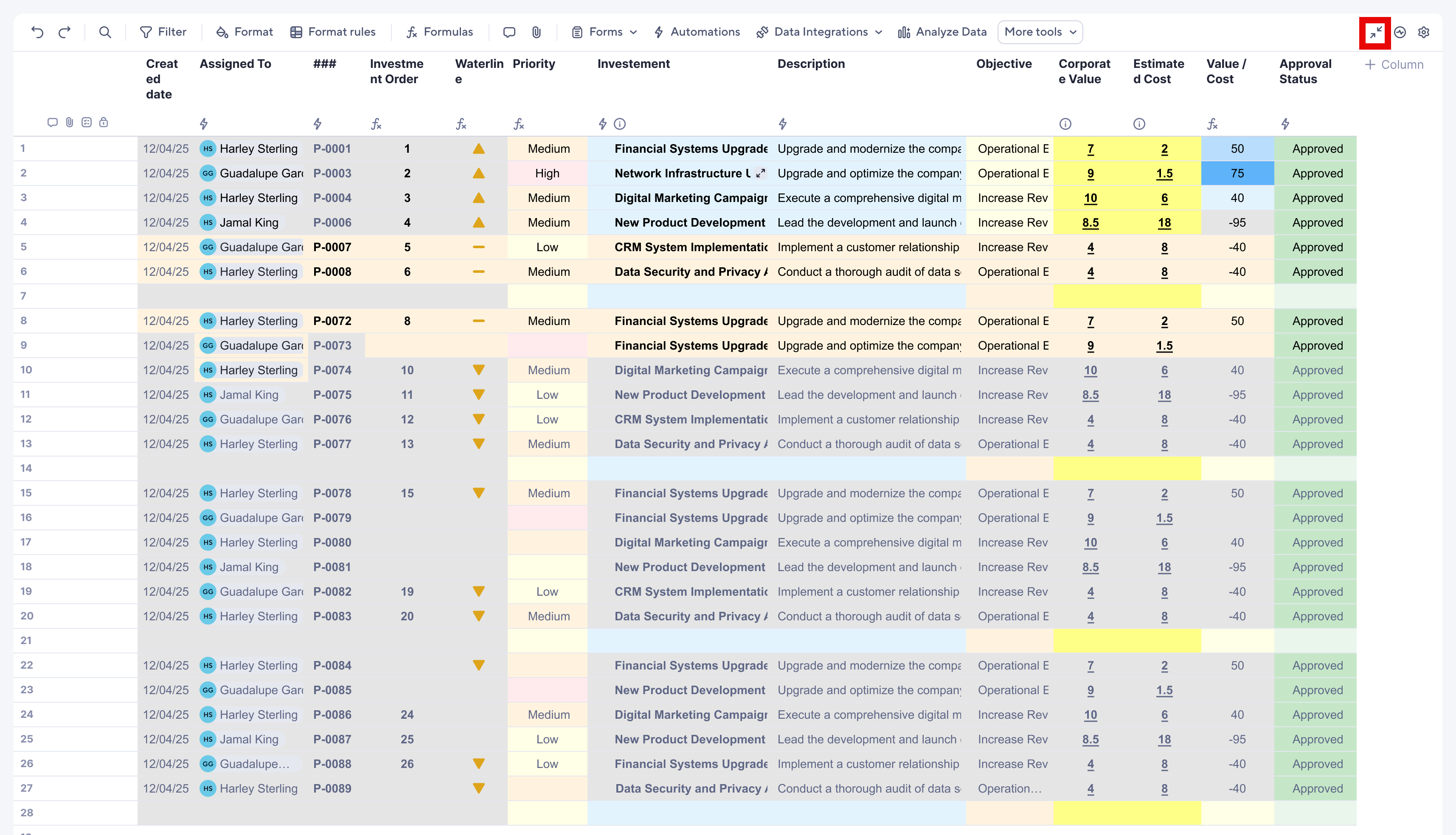 Exit fullscreen mode in table view