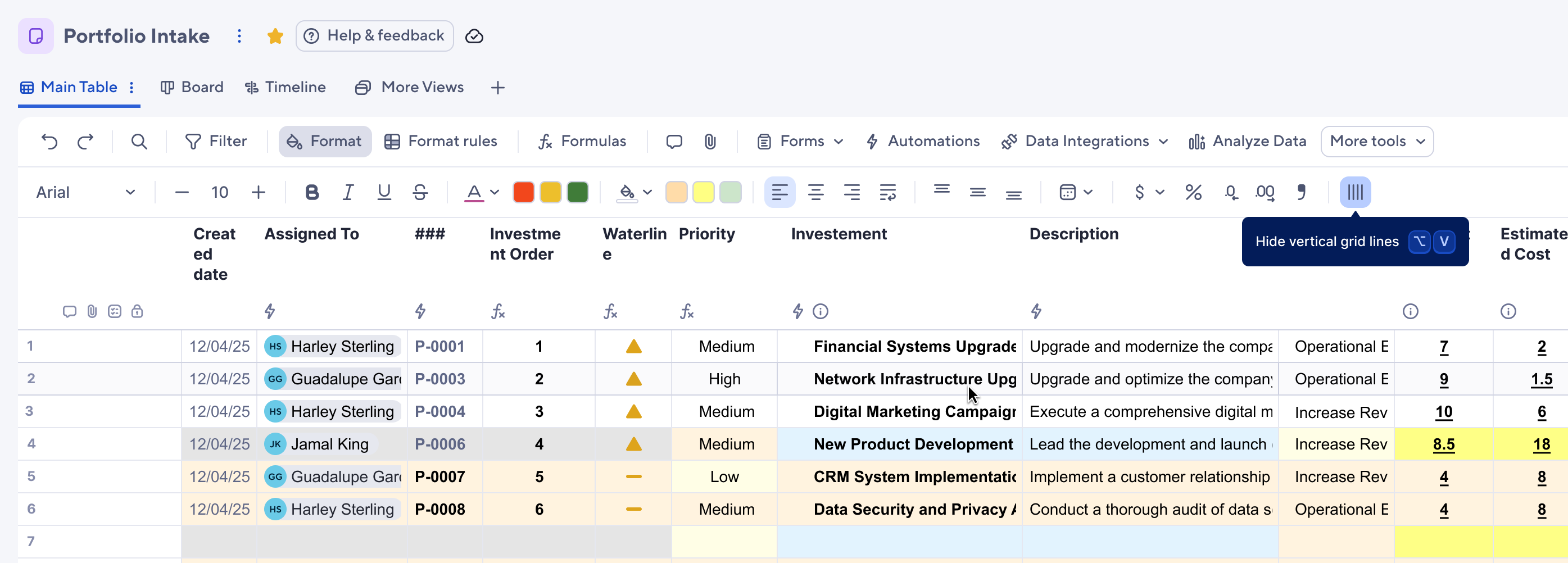 Hide vertical grid lines