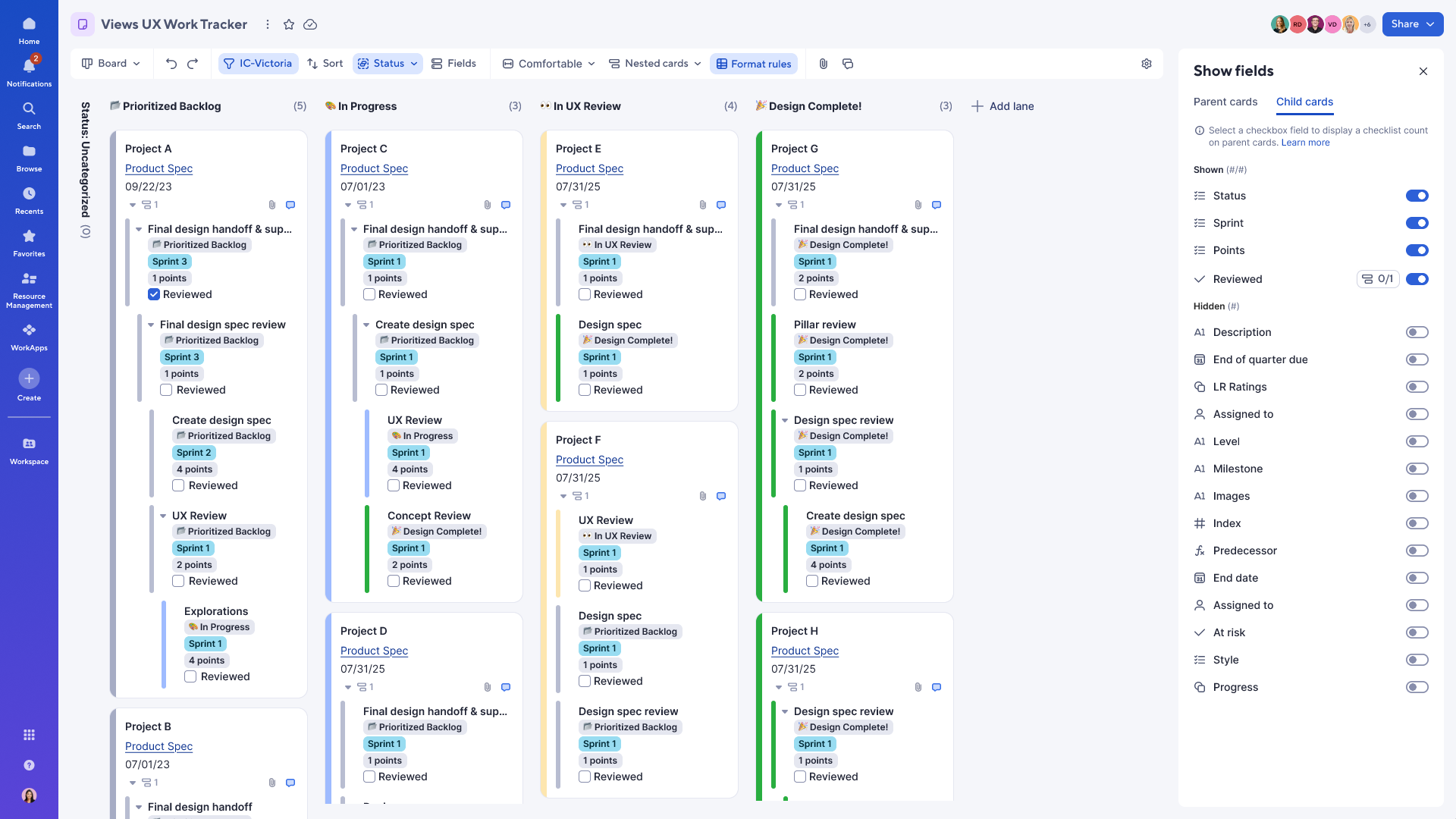 Hierarchy improvements in board view