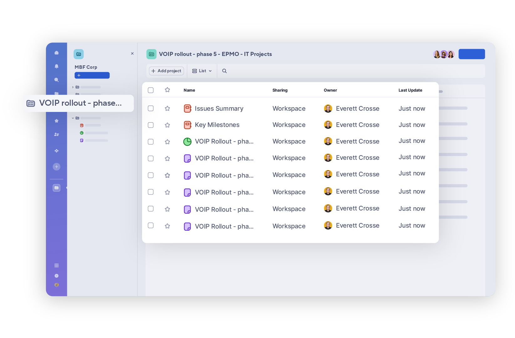 Control Center deployed in Smartsheet