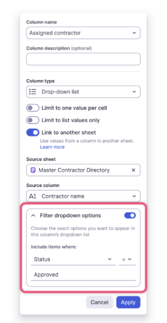 visual example of what it will look like in your smartsheet platform
