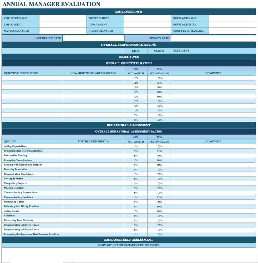 Free Employee Performance Review Templates  Smartsheet Pertaining To Staff Progress Report Template