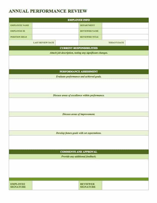 Printable Employee Performance Appraisal Form Template