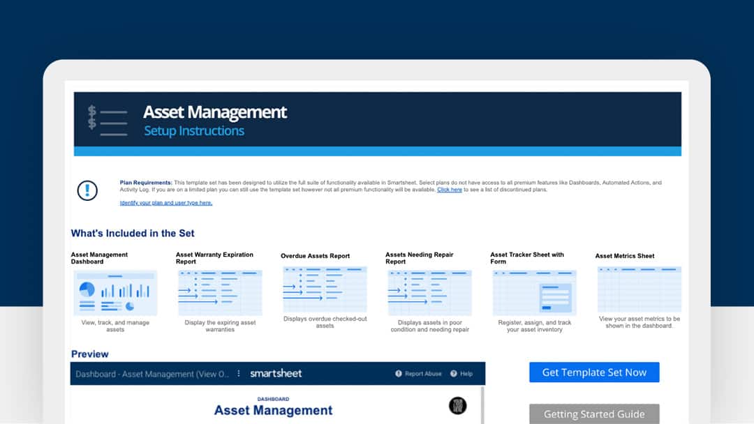 Smartsheet Asset Management Template Set 
